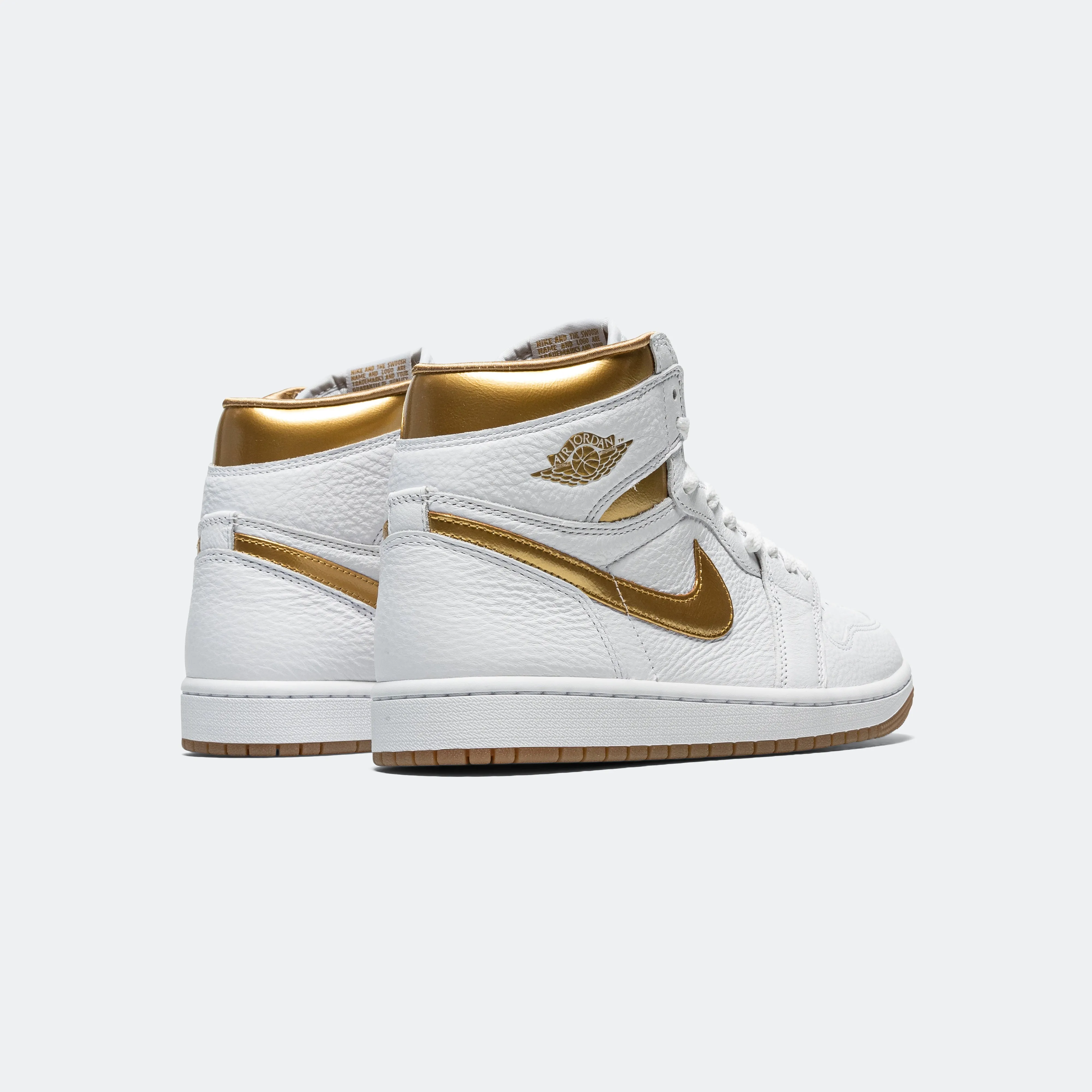 Moisture Wicking Sockliner Ankle Cushioning Womens Air Jordan 1 Retro High OG - White/Metallic Gold-Gum Light Brown