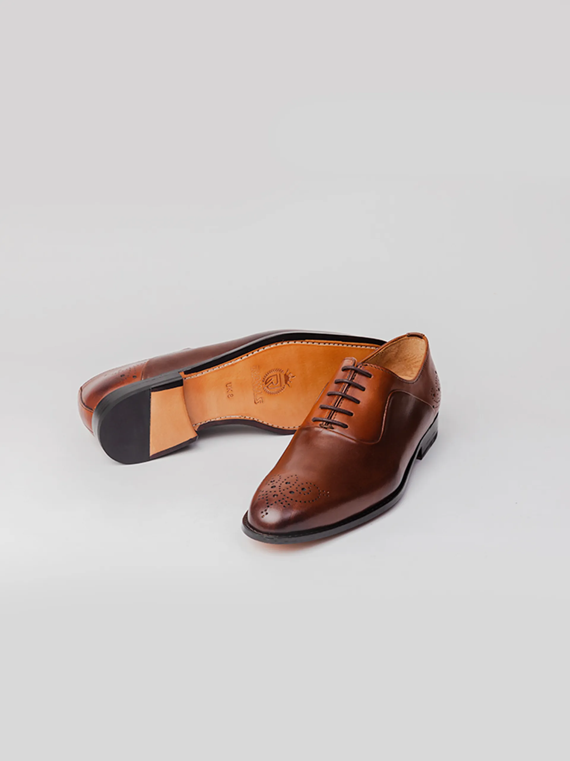 Leather Finish Brax Oxford- Twin Color Brown