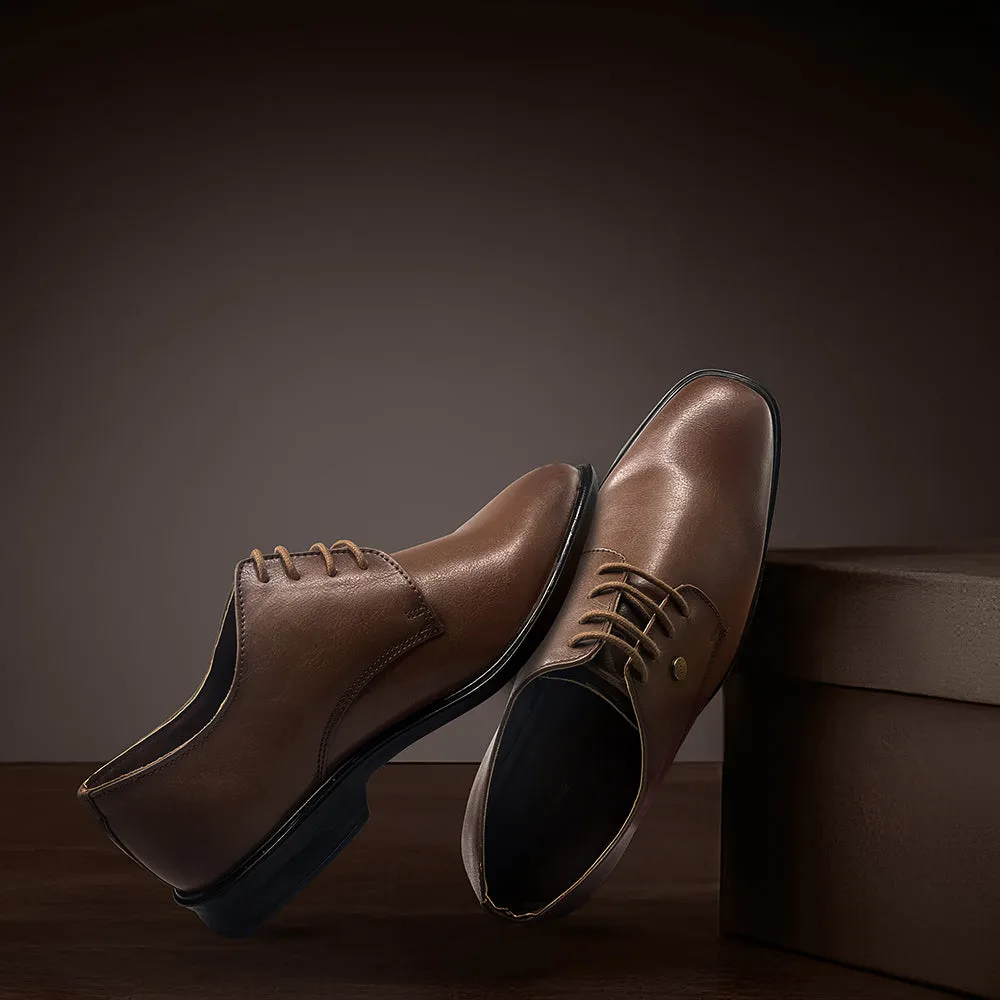 Fortune Brown Formal Lace Up Derby Shoes For Men LUCIO-201 By Liberty Smart Look Step Flex