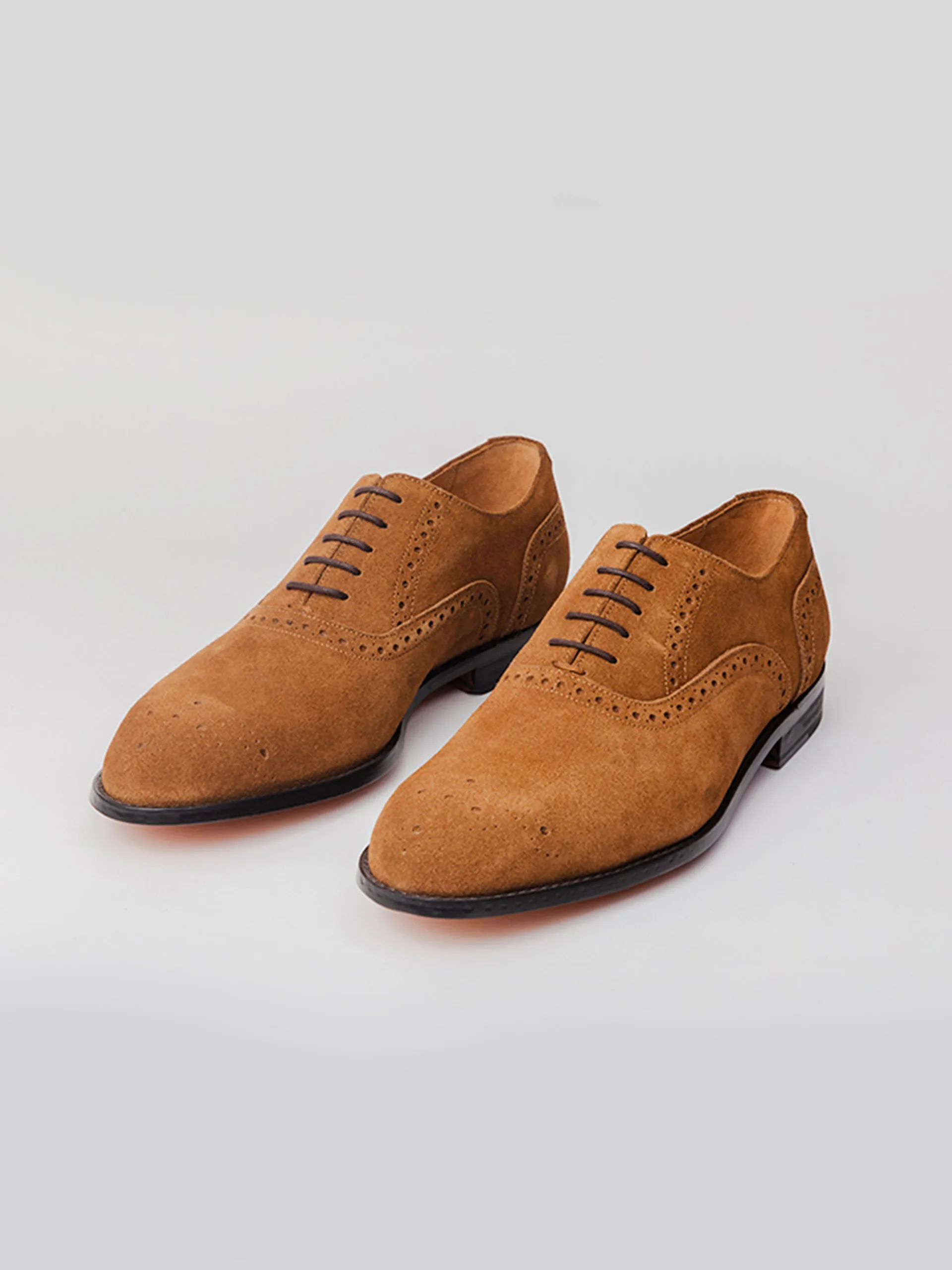 Jaxon Semi Brogue Oxford - Cognac Suede Elegant Style Supportive Fit