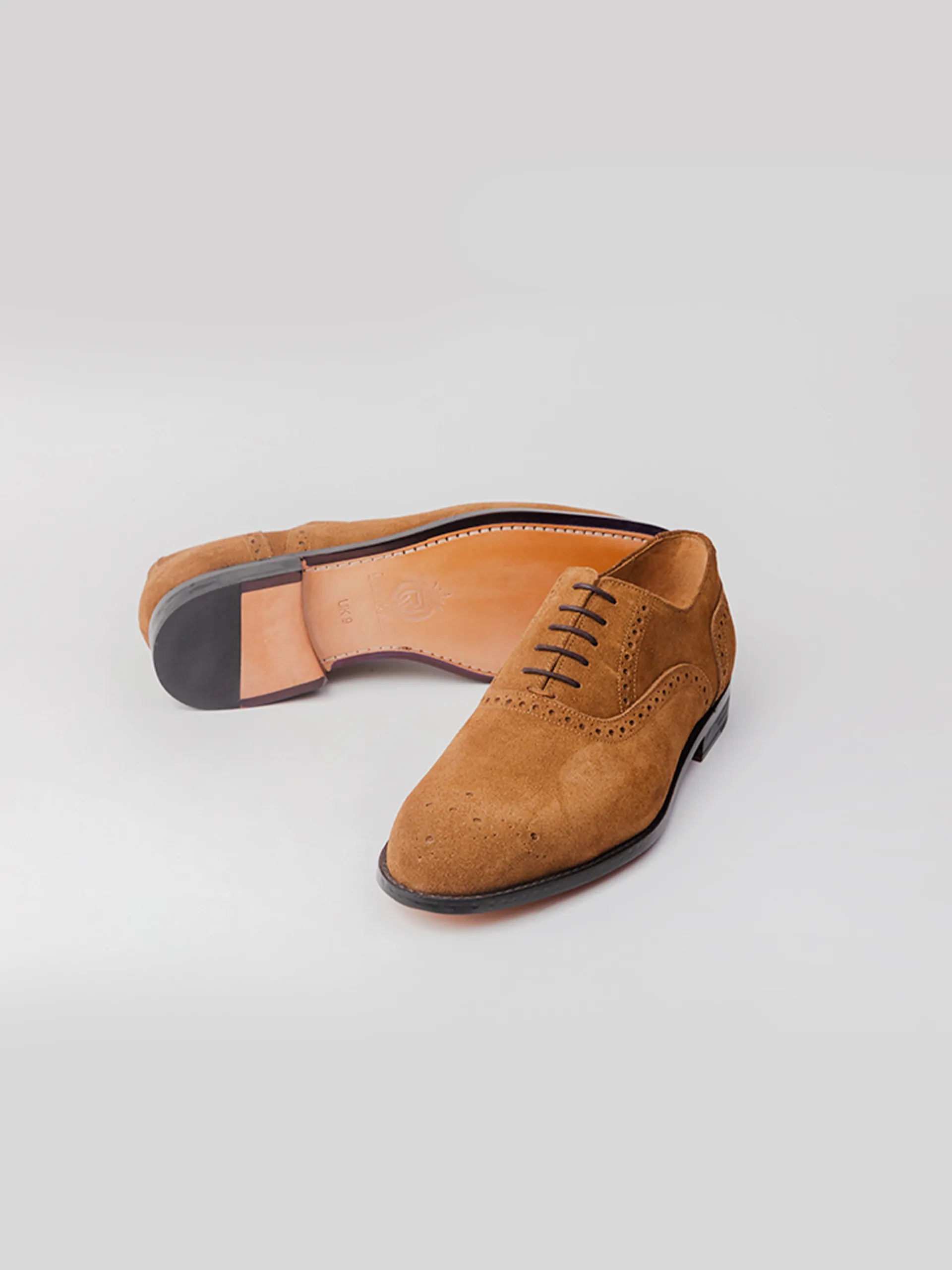 Minimalist Fit Jaxon Semi Brogue Oxford - Cognac Suede