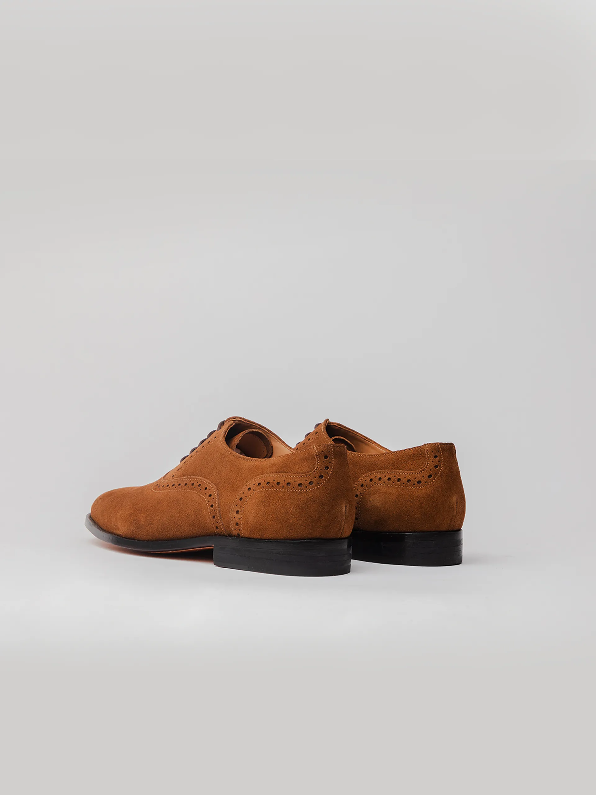 Jaxon Semi Brogue Oxford - Cognac Suede Easy Walk Shoes