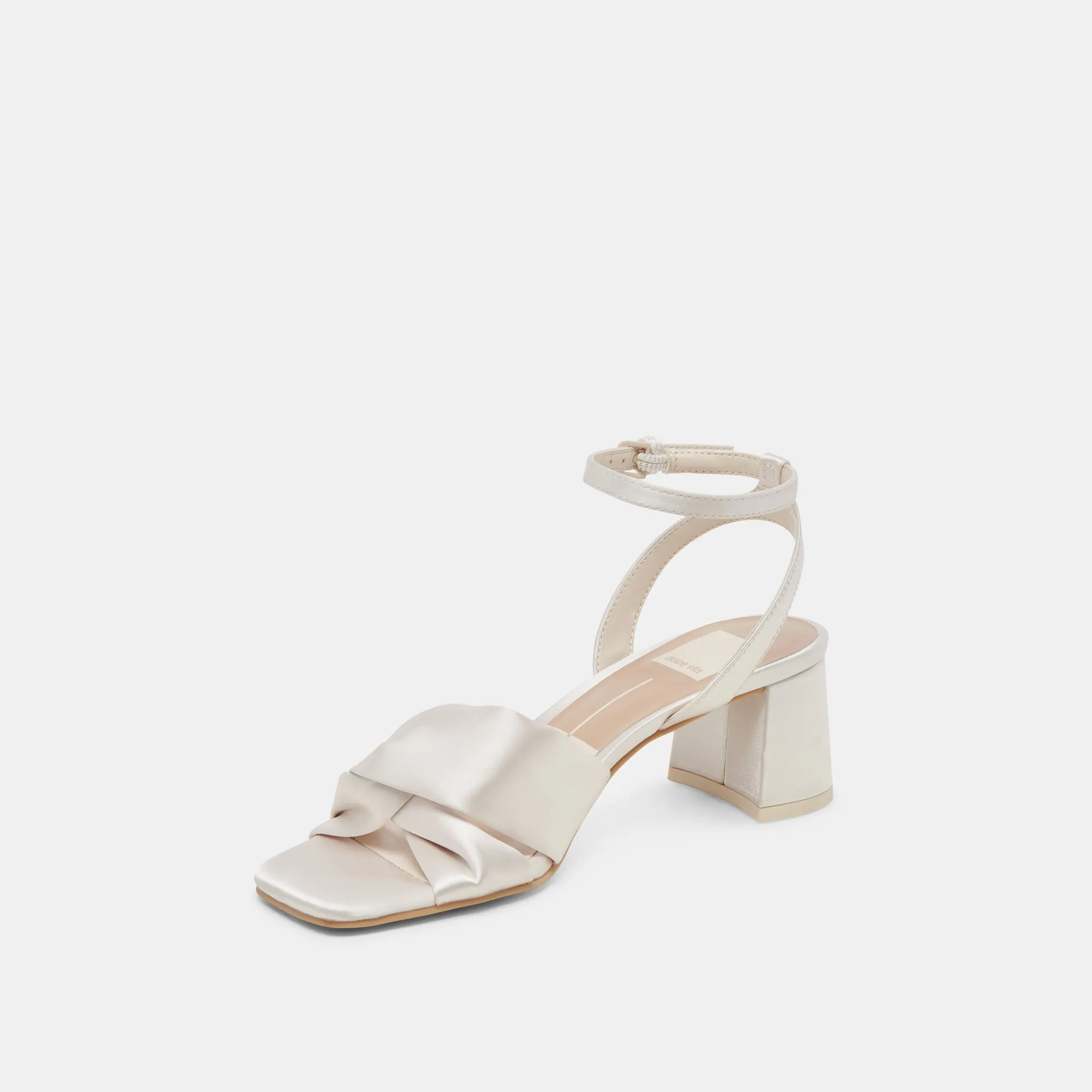 BRENNA WIDE HEELS IVORY SATIN Glamorous Heeled Boots Classic Heels