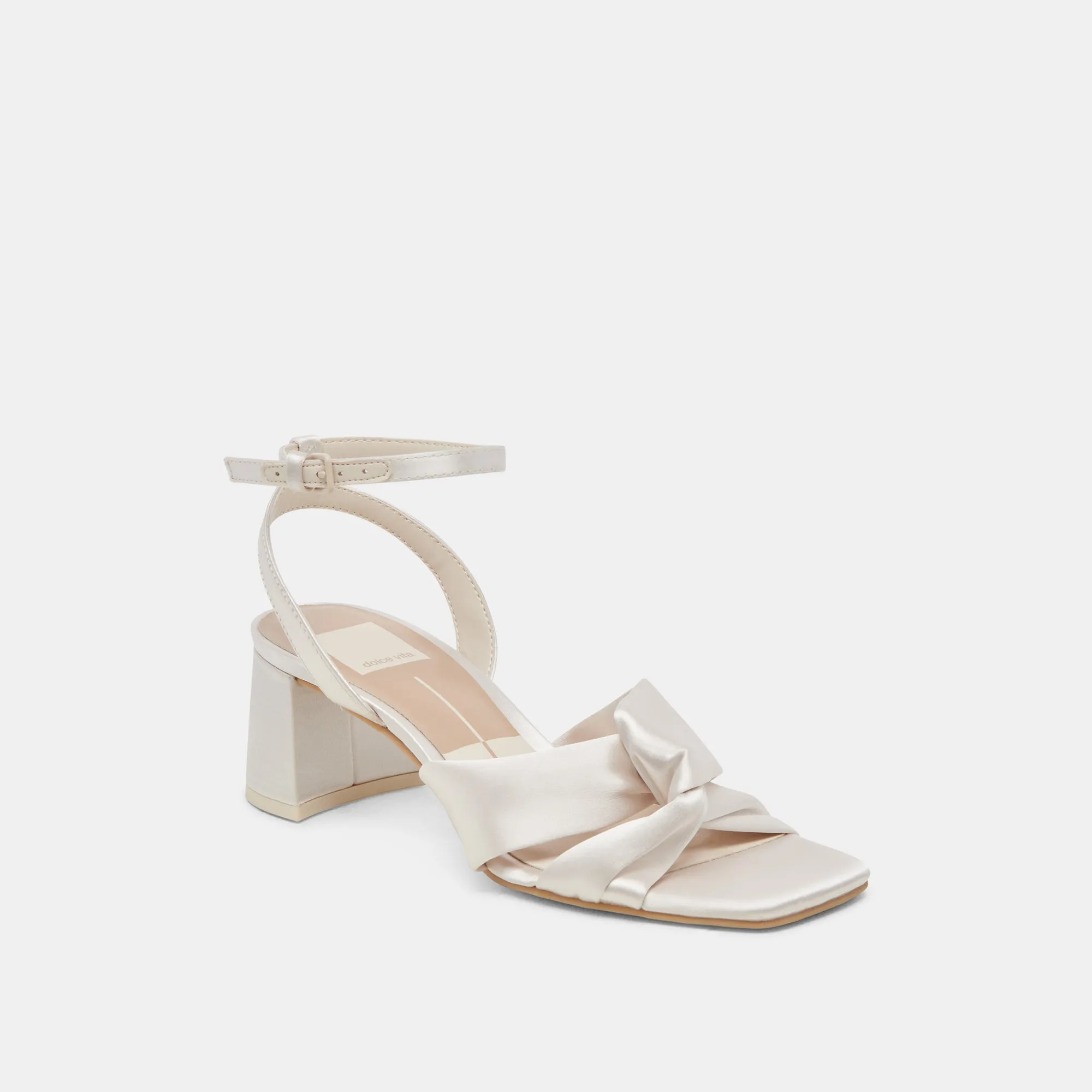 Fashion Sandals Gold High Heels BRENNA WIDE HEELS IVORY SATIN
