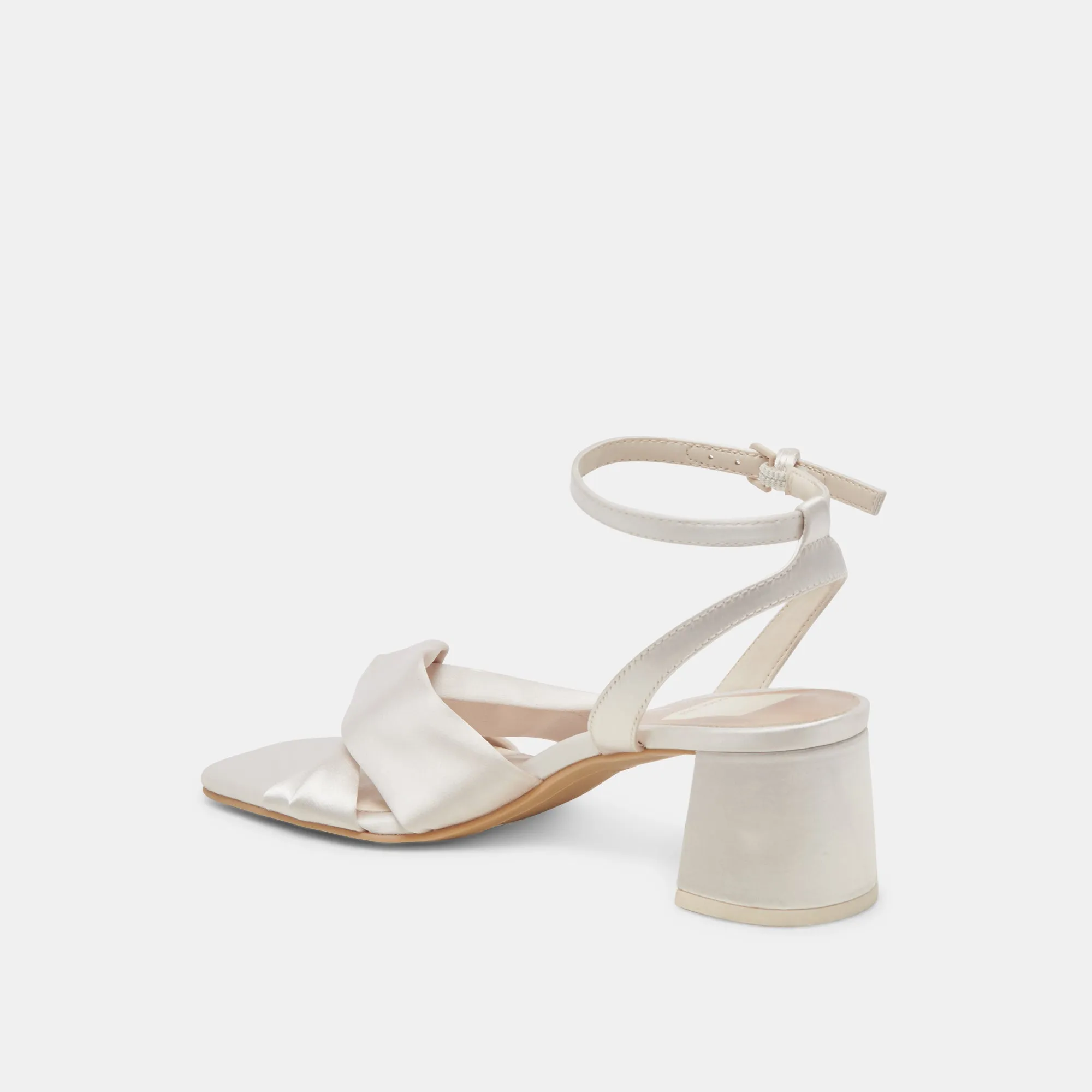 Luxury Footwear BRENNA WIDE HEELS IVORY SATIN