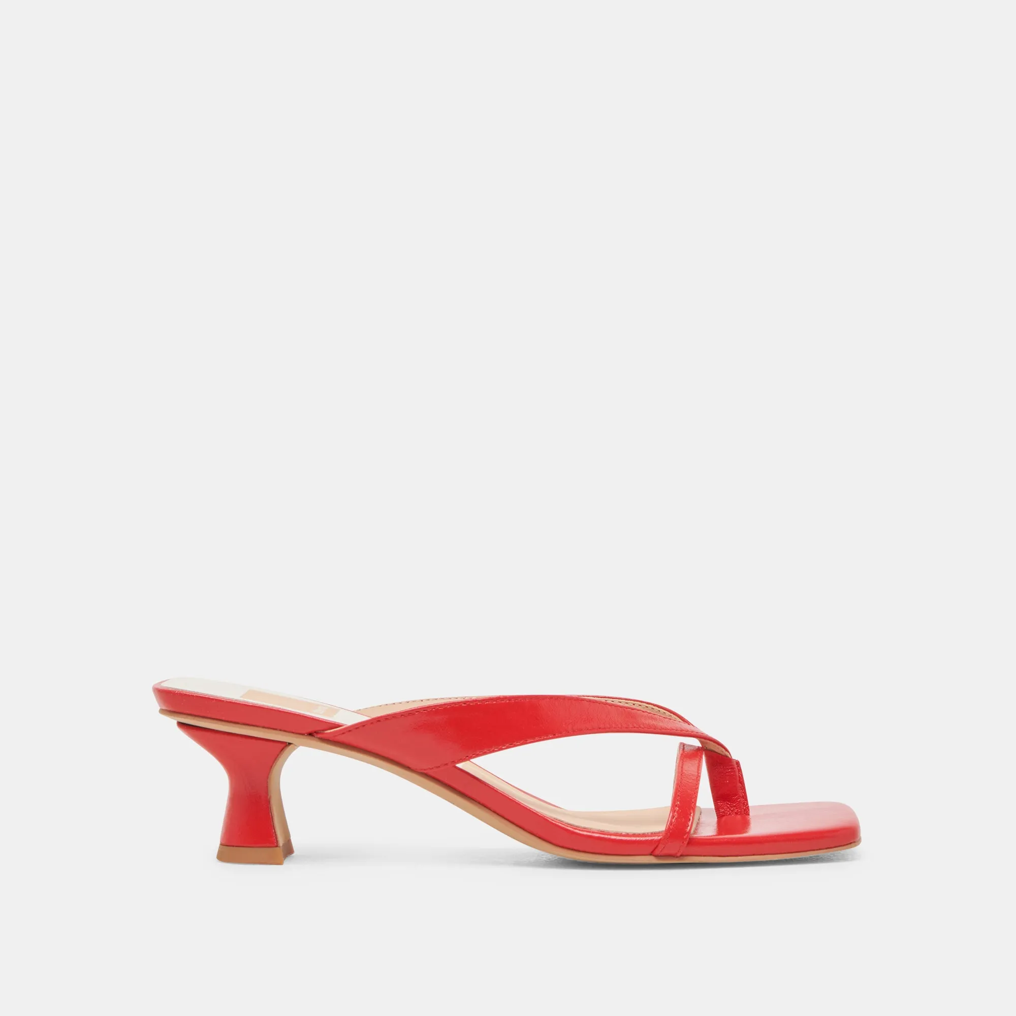 BREVEL WIDE HEELS CHILI LEATHER Bold Open Toe Heels Satin Pumps