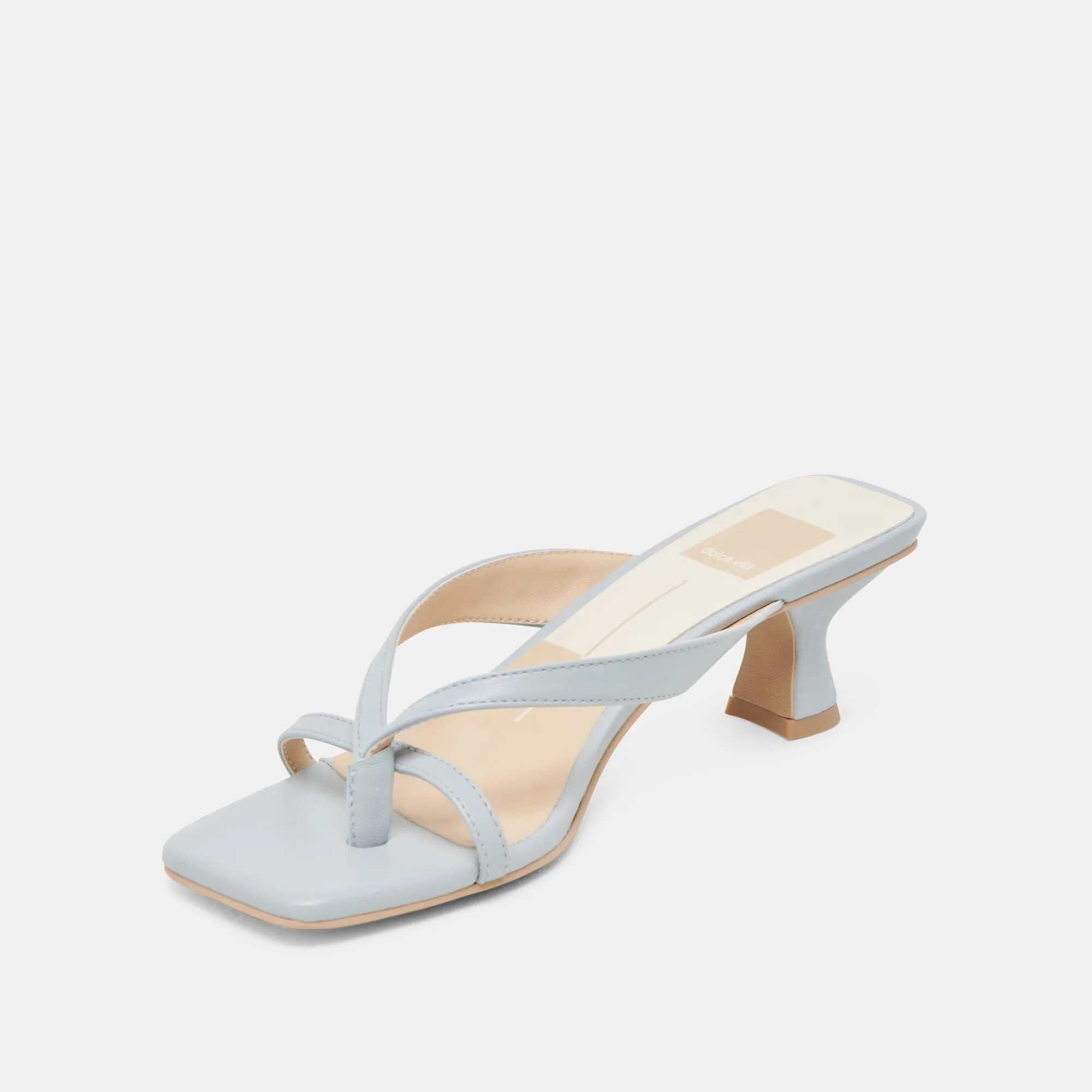 BREVEL WIDE HEELS LIGHT BLUE LEATHER Luxury Dress Shoes