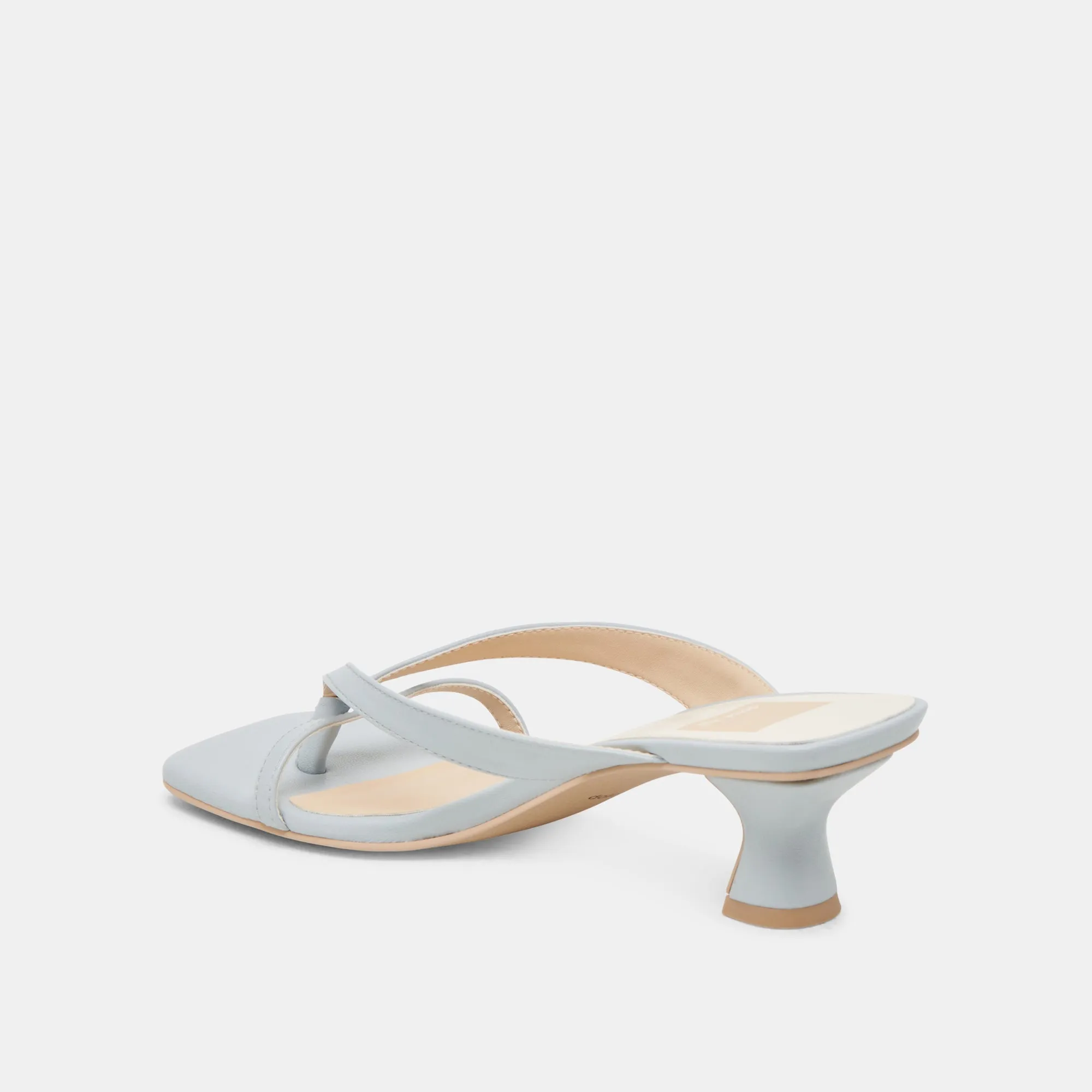 BREVEL WIDE HEELS LIGHT BLUE LEATHER Comfortable Dress Shoes