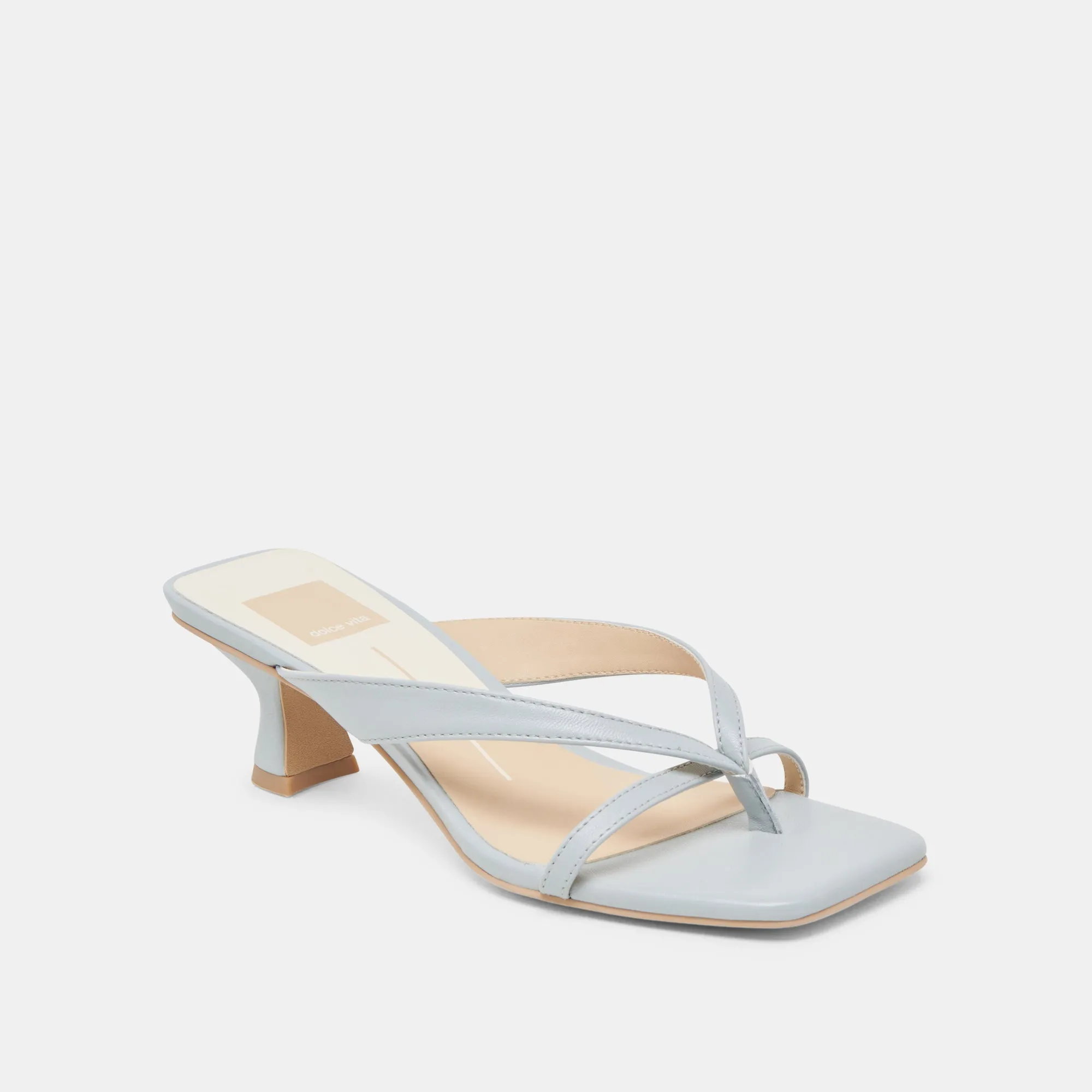 BREVEL WIDE HEELS LIGHT BLUE LEATHER Elegant
