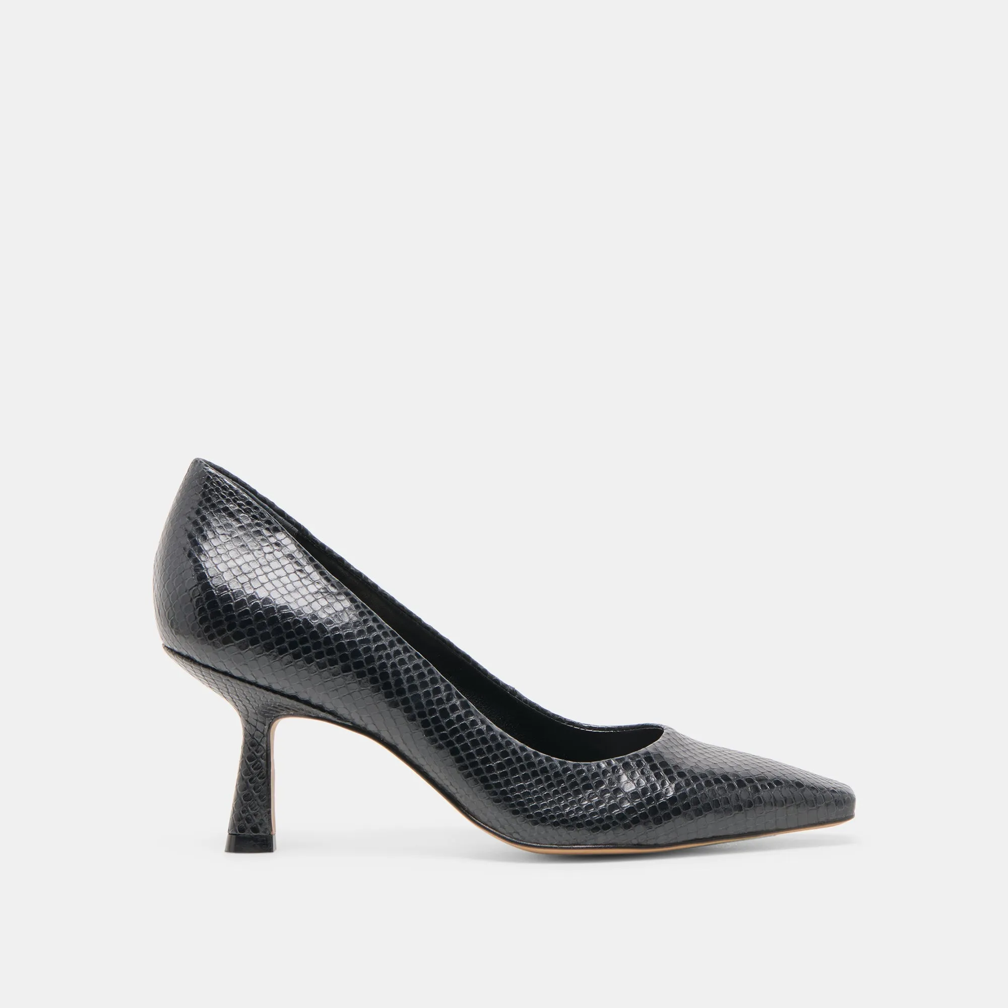 Wedge Heel Lightweight Design BRIONA HEELS ONYX EMBOSSED LEATHER