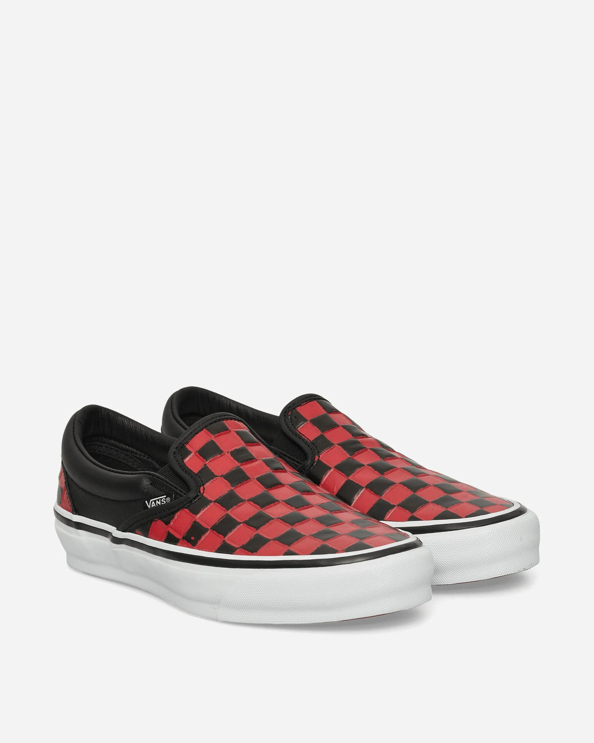 Classic Slip-On 98 Leather Check Vibram Sneakers Black / Racing Red Heavy Walk