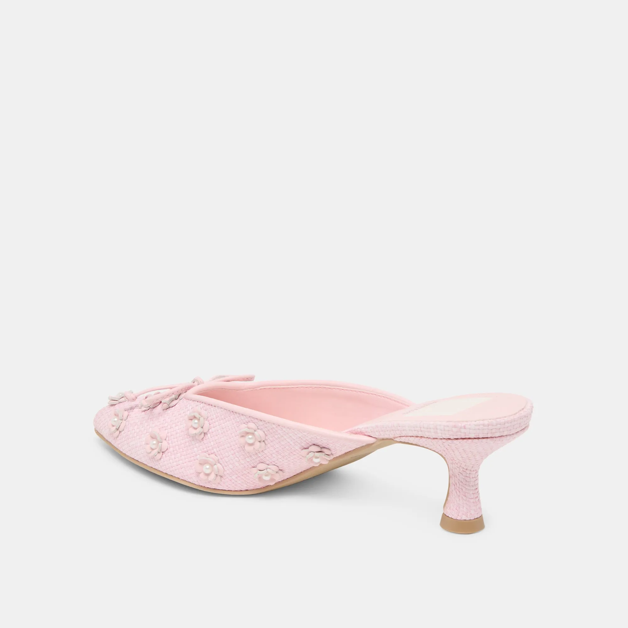 CAMILO X BYRDIE GOLF WIDE HEELS PINK RAFFIA Bohemian Style Heels Work Pumps