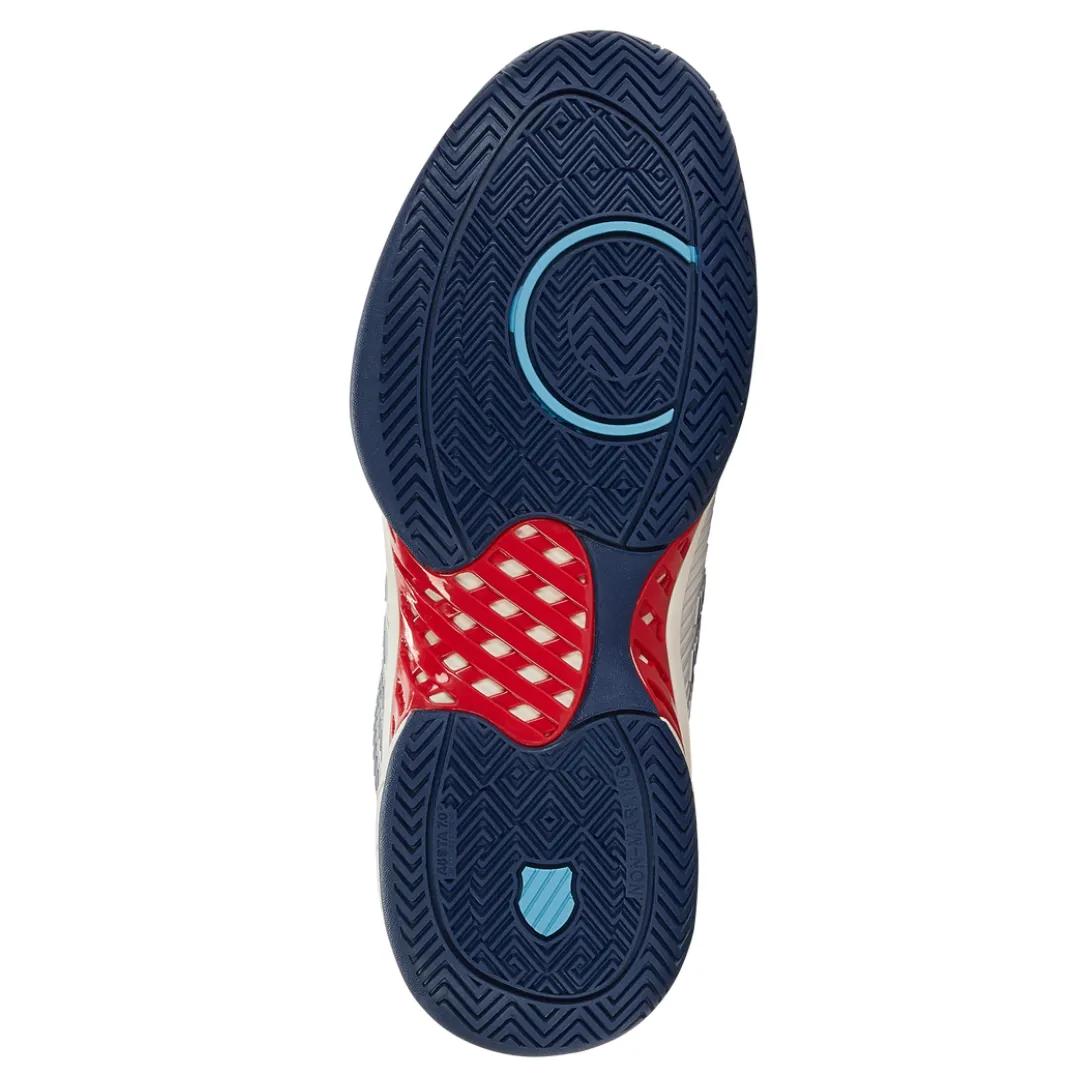 Fitness Edge K Swiss Hypercourt Express 2 Men Tennis Shoes - Blanc De Blanc/Blue Opal/Lollipop