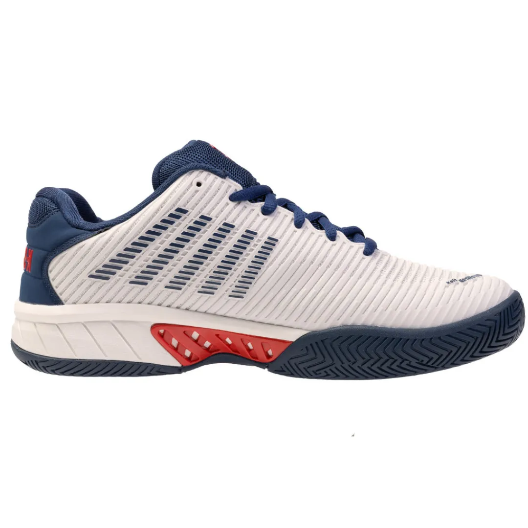 Compact Build Form Fit K Swiss Hypercourt Express 2 Men Tennis Shoes - Blanc De Blanc/Blue Opal/Lollipop