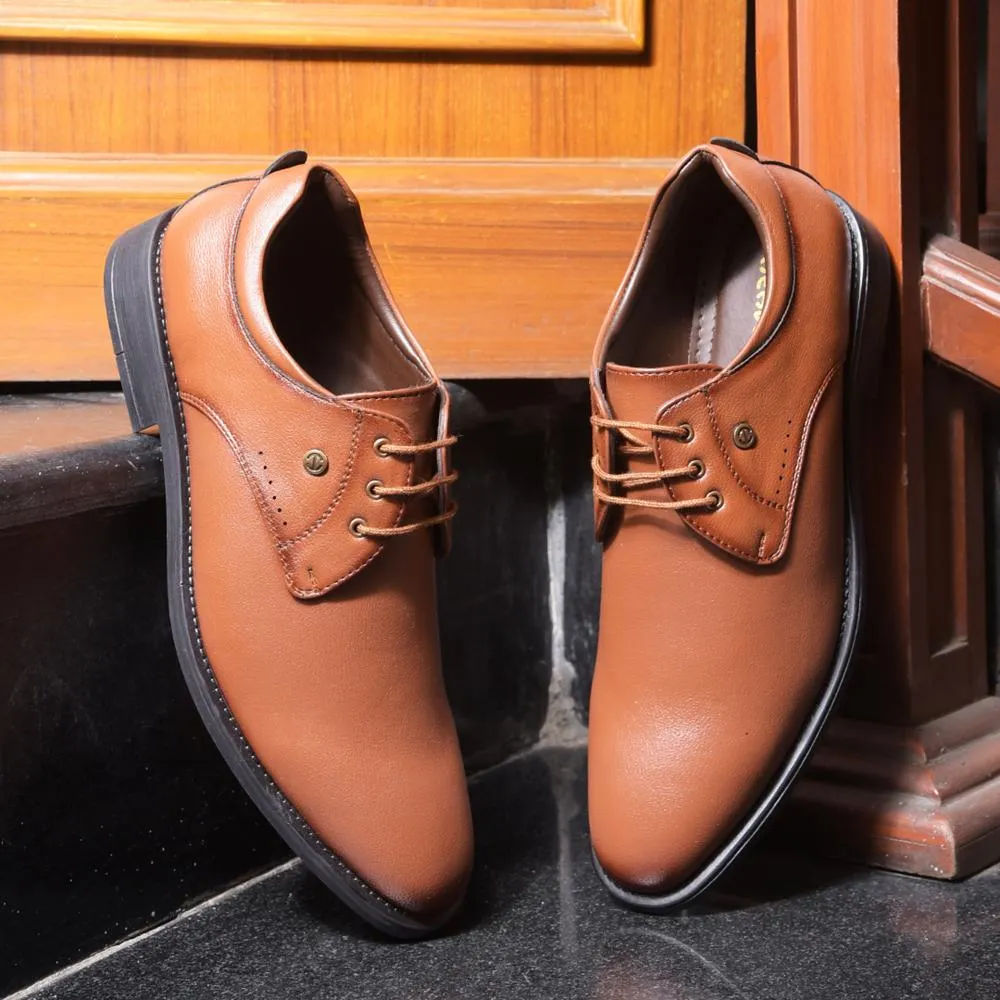 Healers Tan Formal Lacing Derby Shoes For Men SAGAR-16 By Liberty Timeless Wardrobe Staple