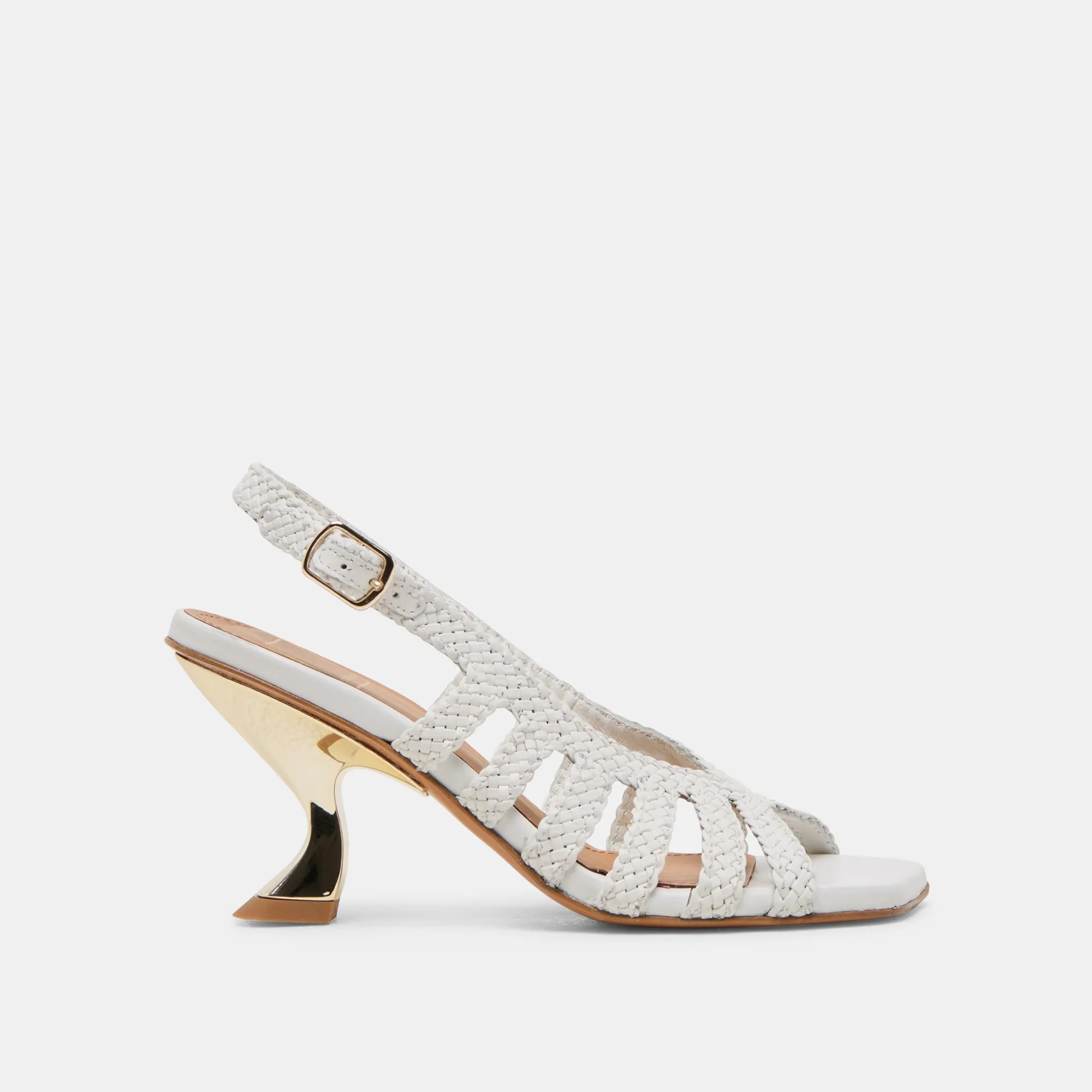 SICILY HEELS WHITE WOVEN LEATHER Training