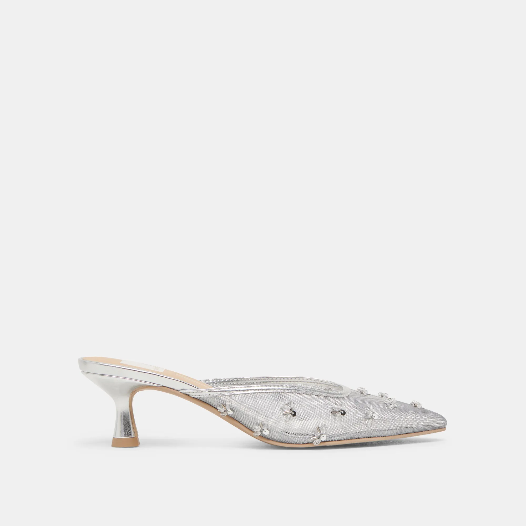 Teddy Heel Boots CLARA WIDE HEELS SILVER MESH