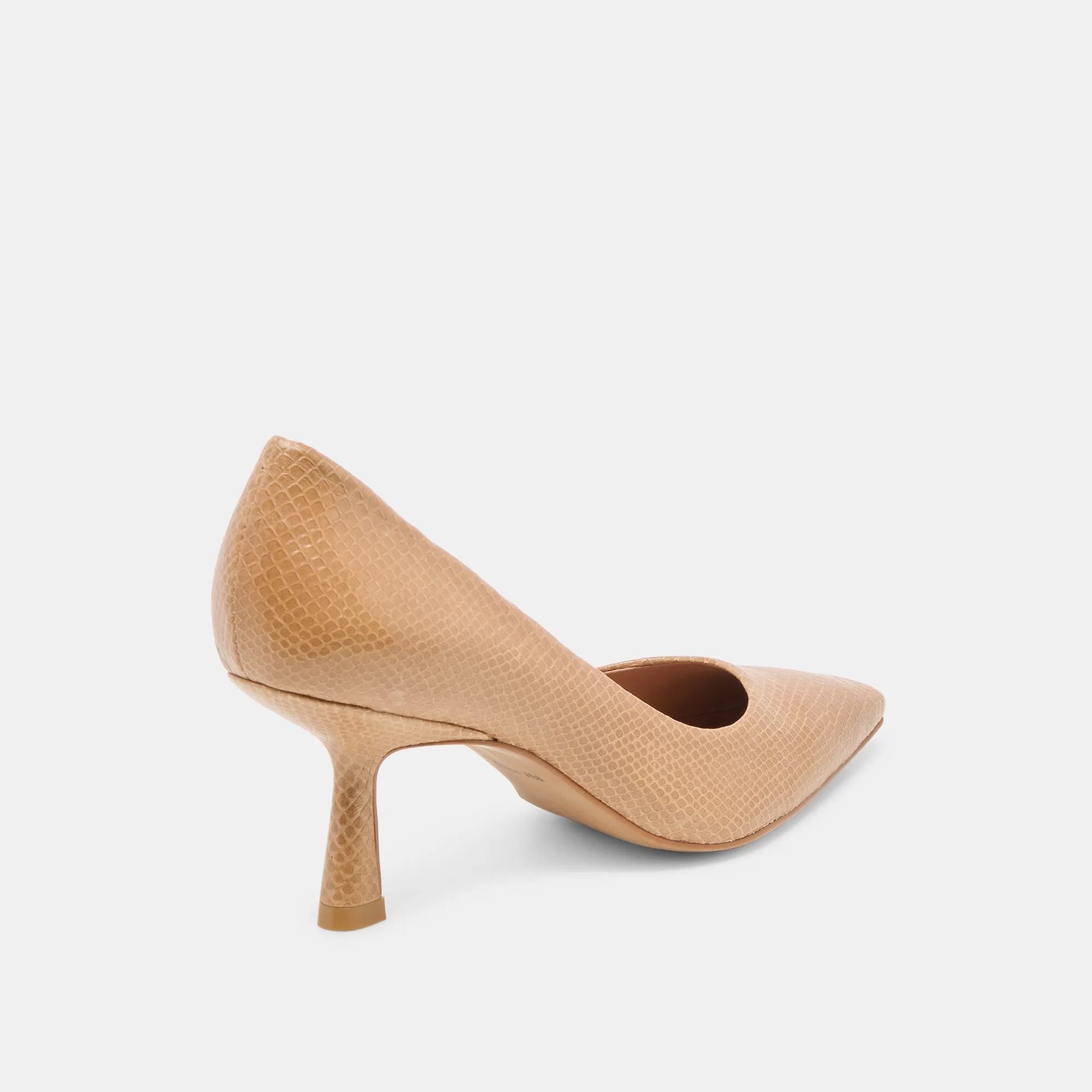 BRIONA HEELS WHISKEY EMBOSSED LEATHER Slip On Design