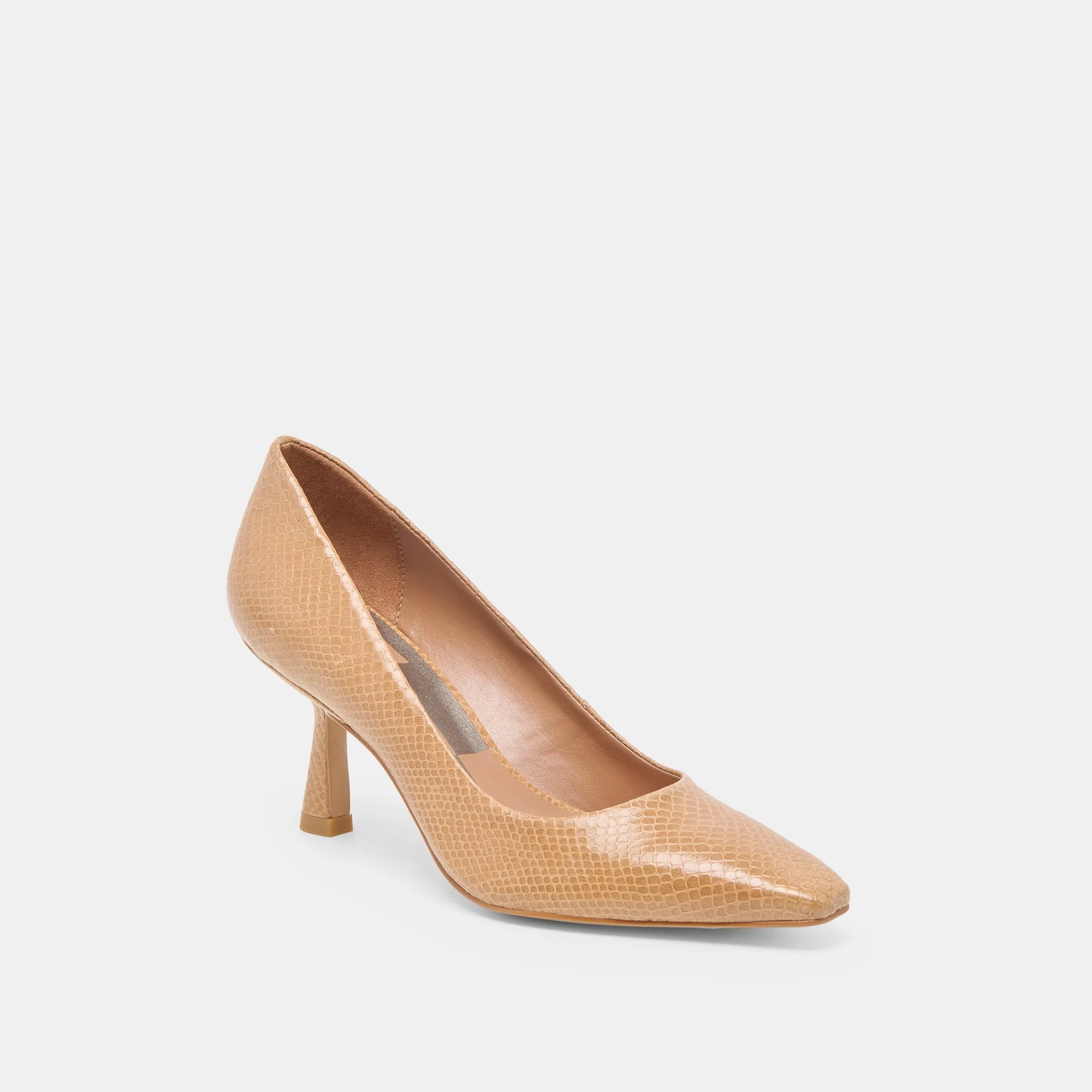 BRIONA HEELS WHISKEY EMBOSSED LEATHER Closed Toe