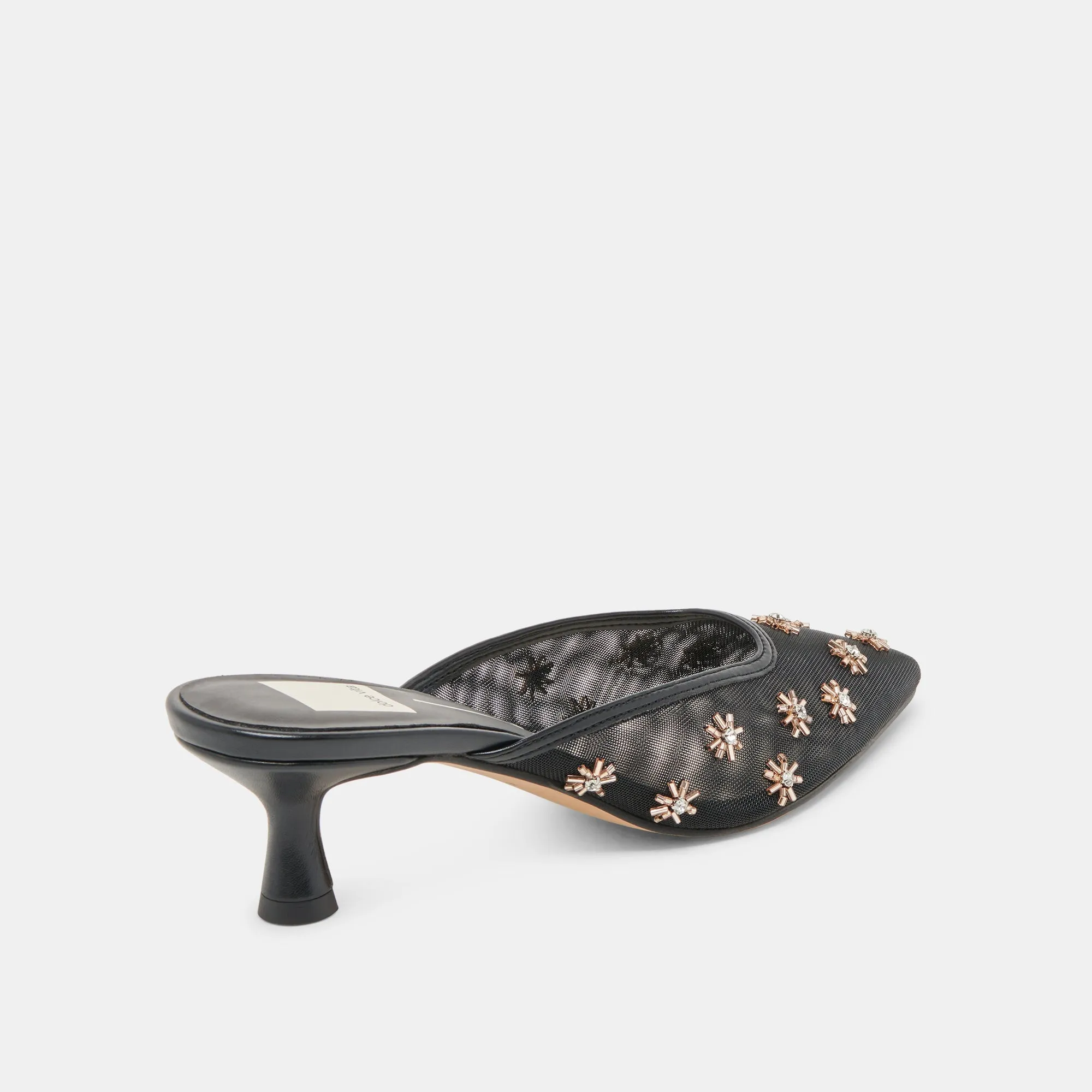 CLARA WIDE HEELS BLACK MESH Comfortable Pumps