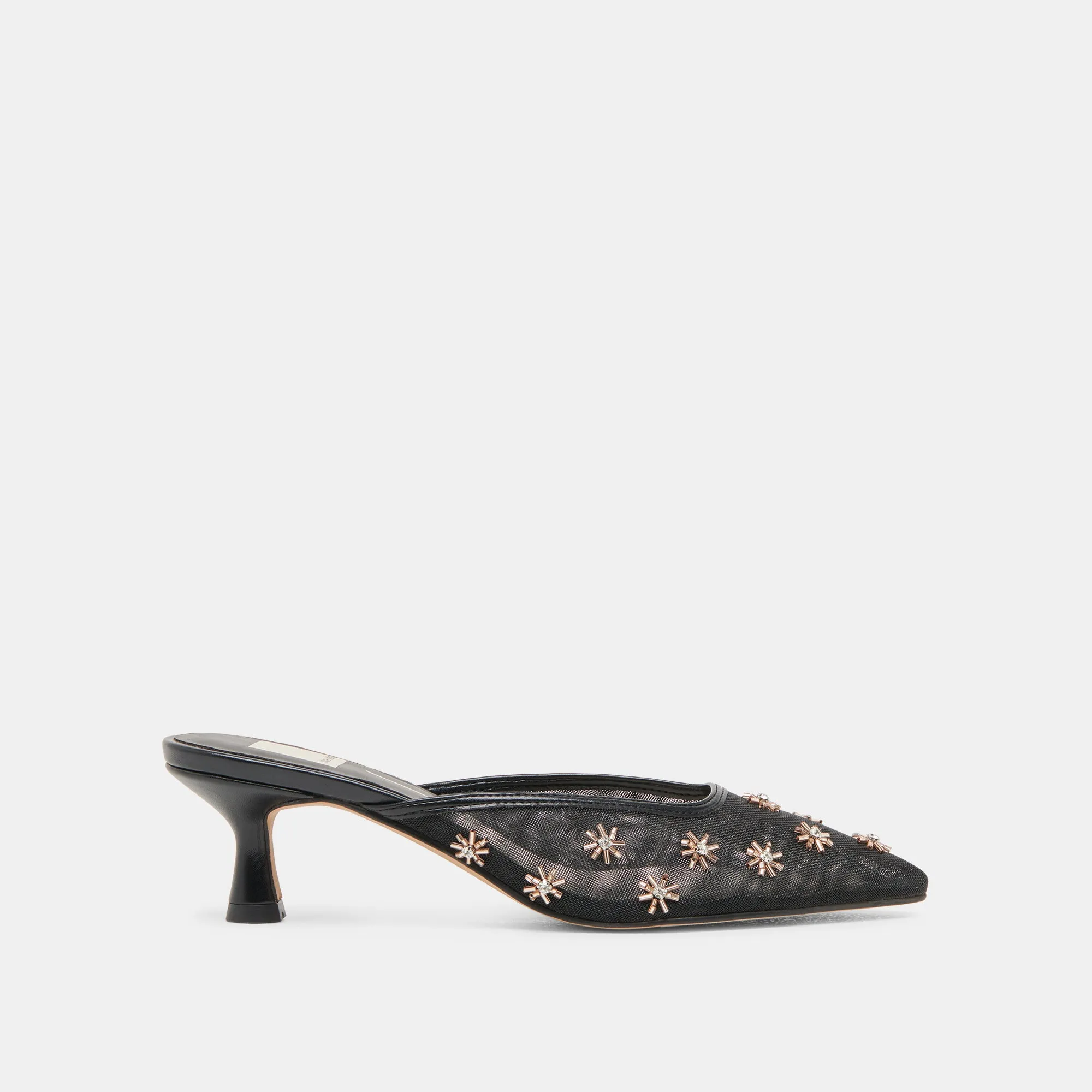 CLARA WIDE HEELS BLACK MESH Narrow Fit Comfortable Soles