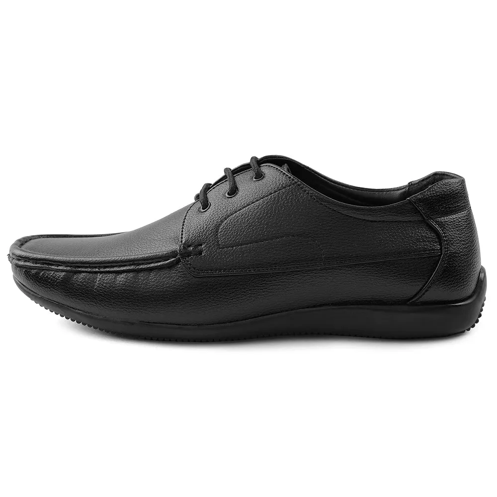 Fortune Black Lacing Formal Derby Shoes For Men HML-6E By Liberty Minimal Everyday Wear Durable Leather