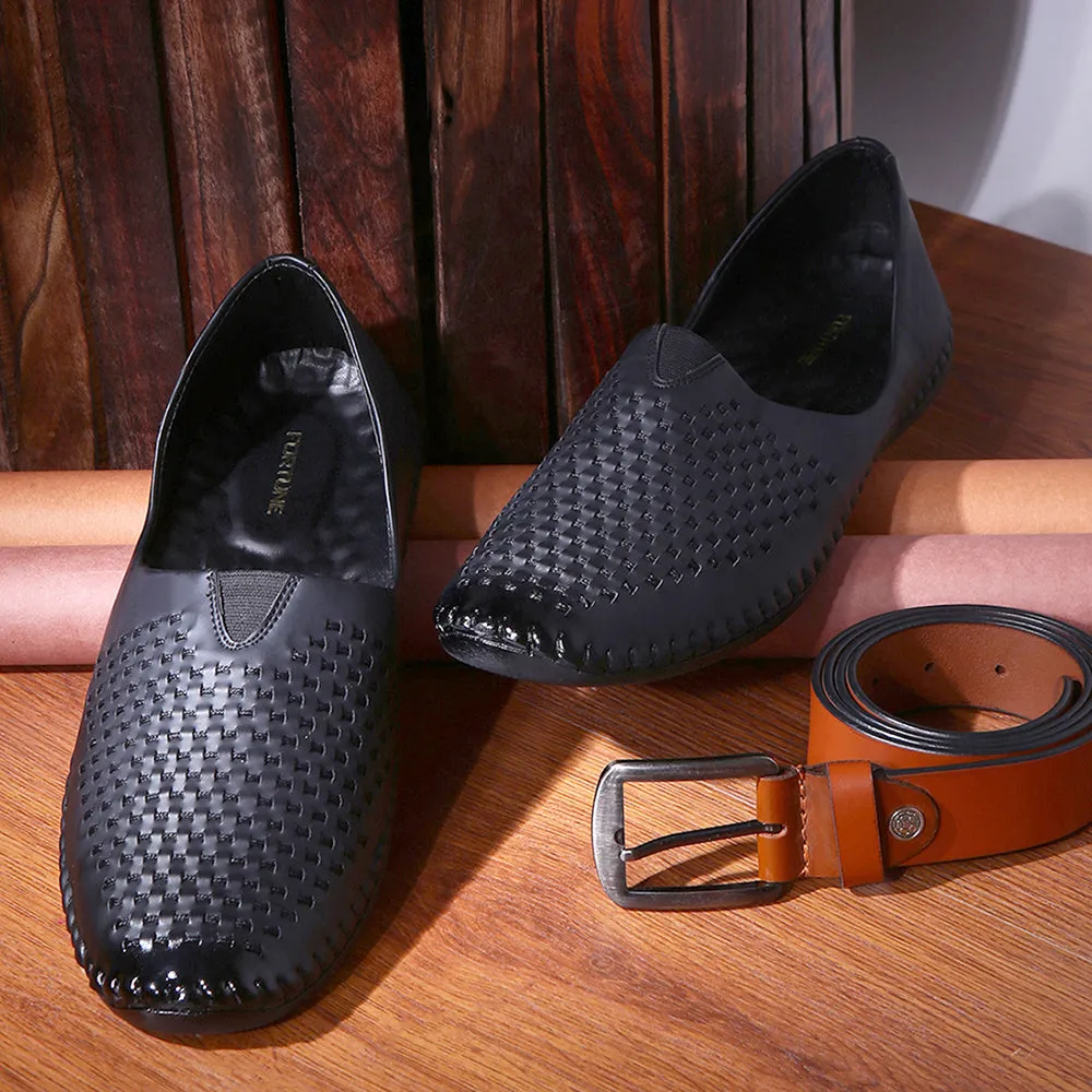 Fortune Black Casual Mojari Shoes For Men Avn-40 By Liberty Event Go