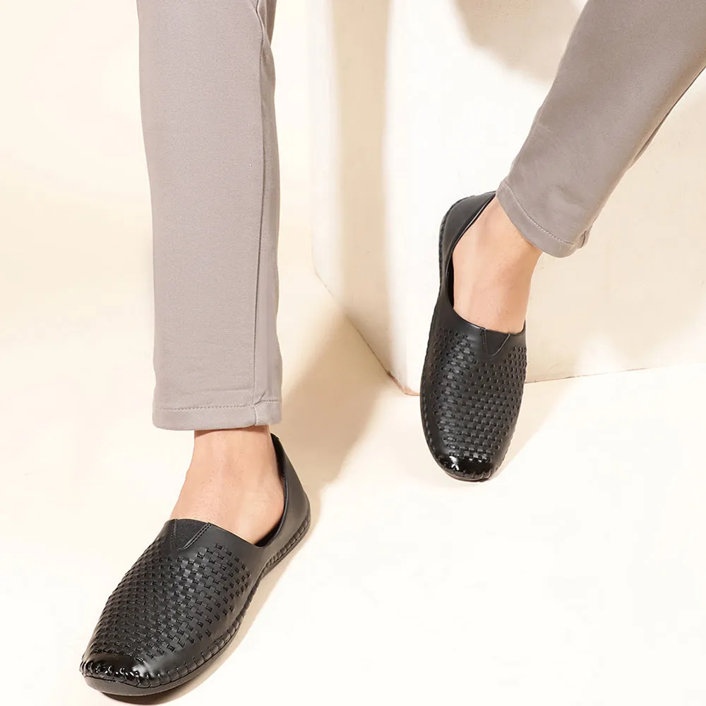 Fortune Black Casual Mojari Shoes For Men Avn-40 By Liberty Street Path Narrow Fit