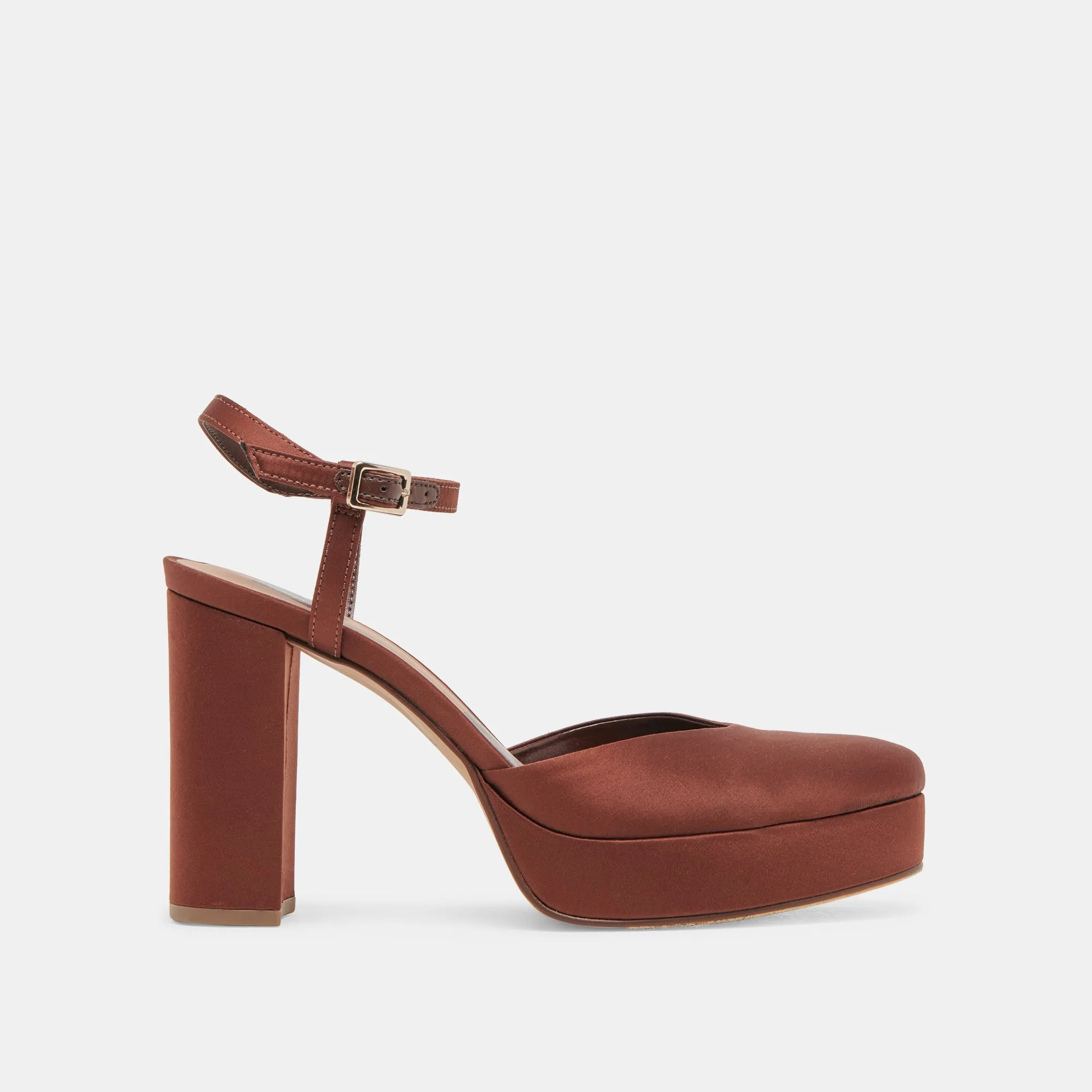 Comfortable Heels Long Lasting CLAUD HEELS CHOCOLATE SATIN