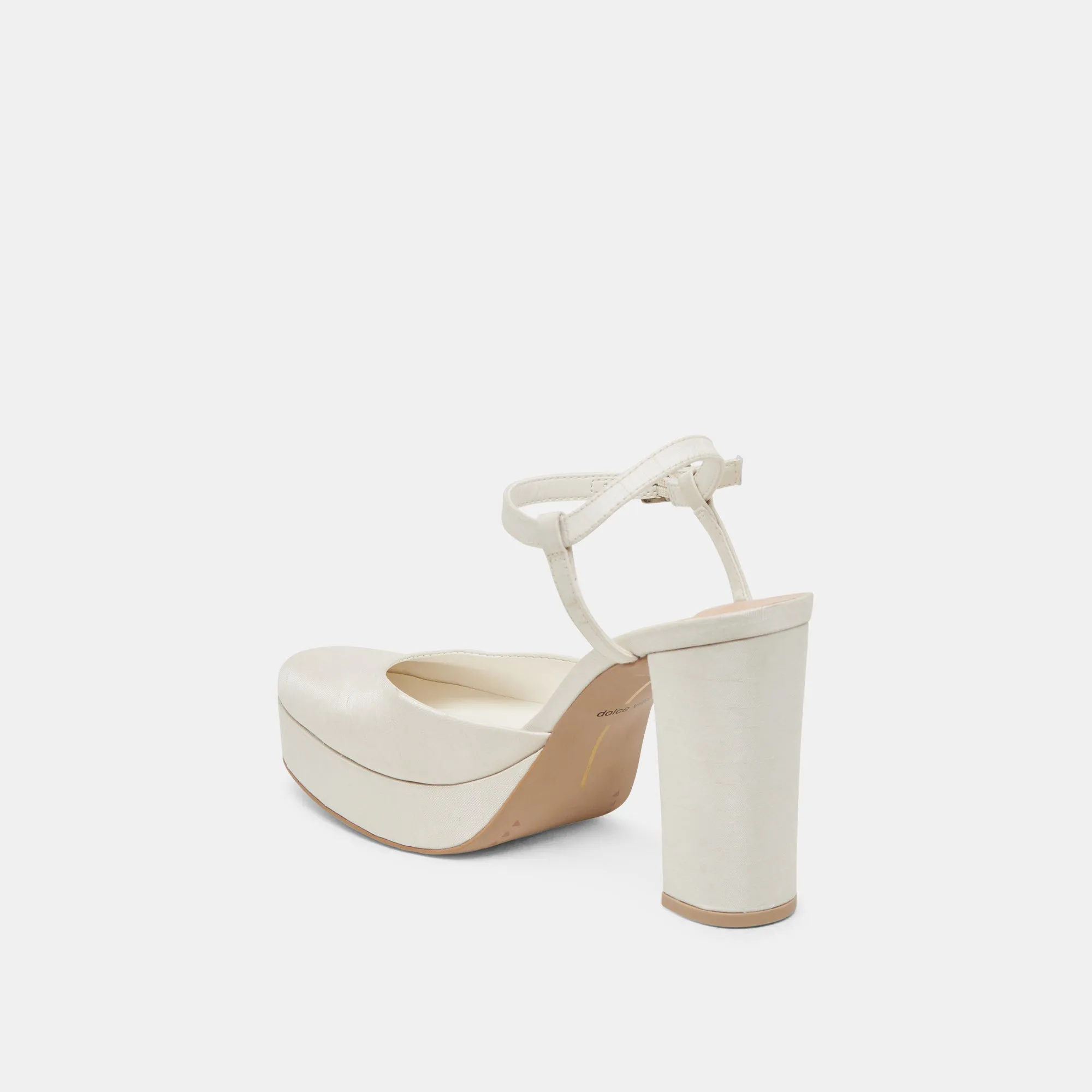 CLAUD HEELS WHITE SATIN Strappy Heeled Sandals