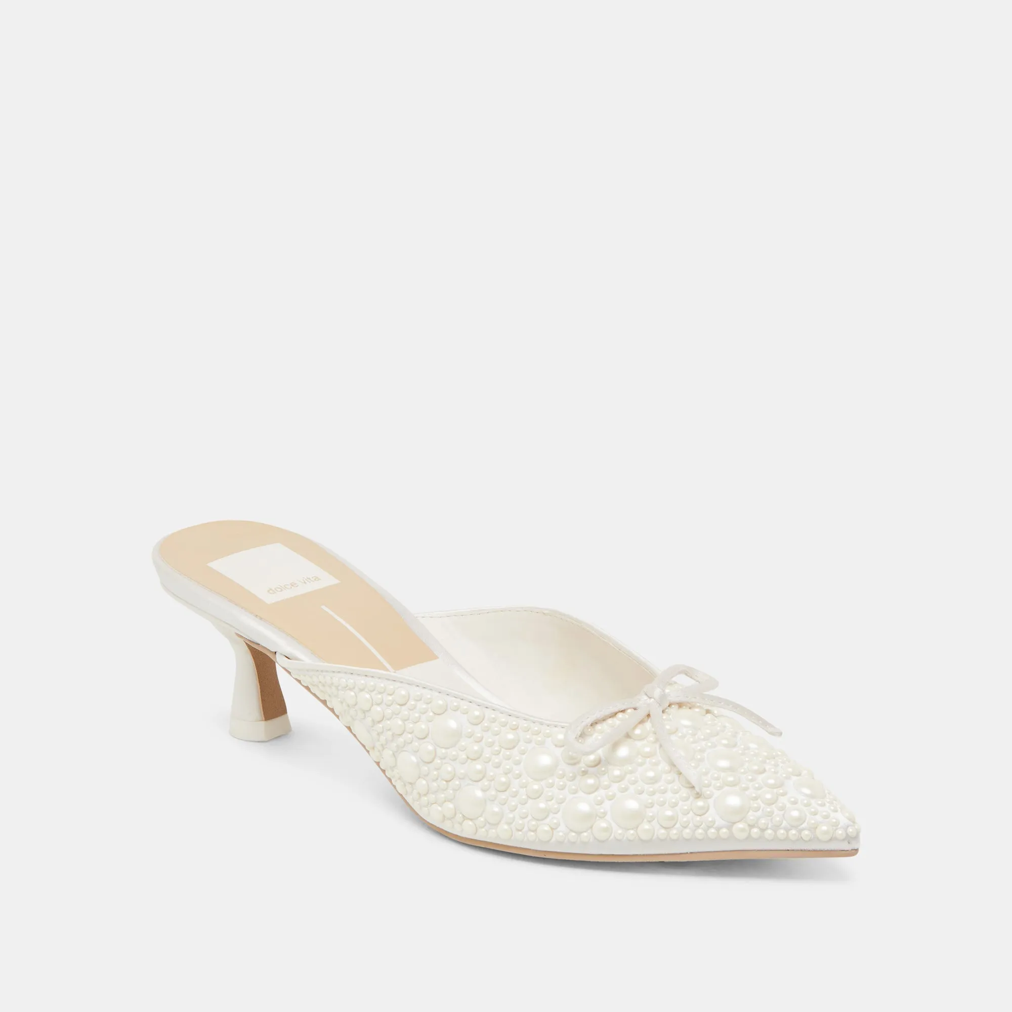 Comfortable Design Evening Heels CLAYTN PEARL HEELS TRUE WHITE SATIN