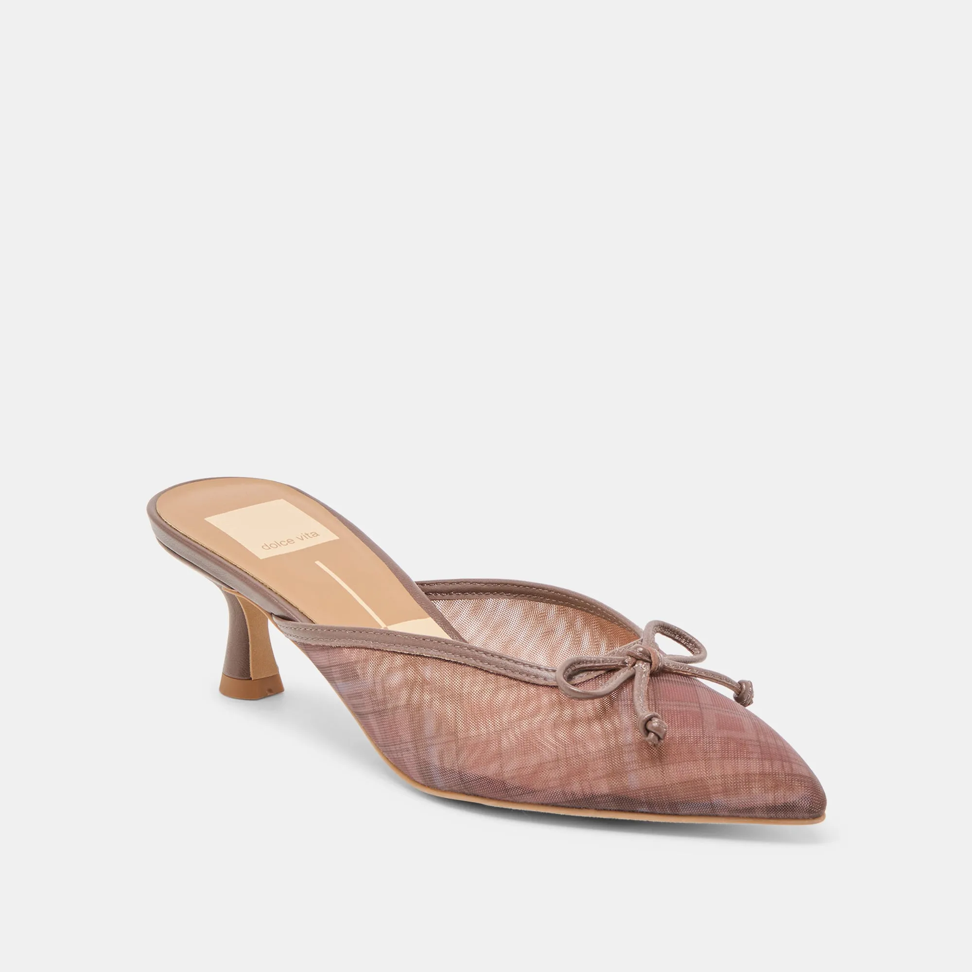 Wedding Reception Shoes CLEO HEELS COGNAC PLAID MESH