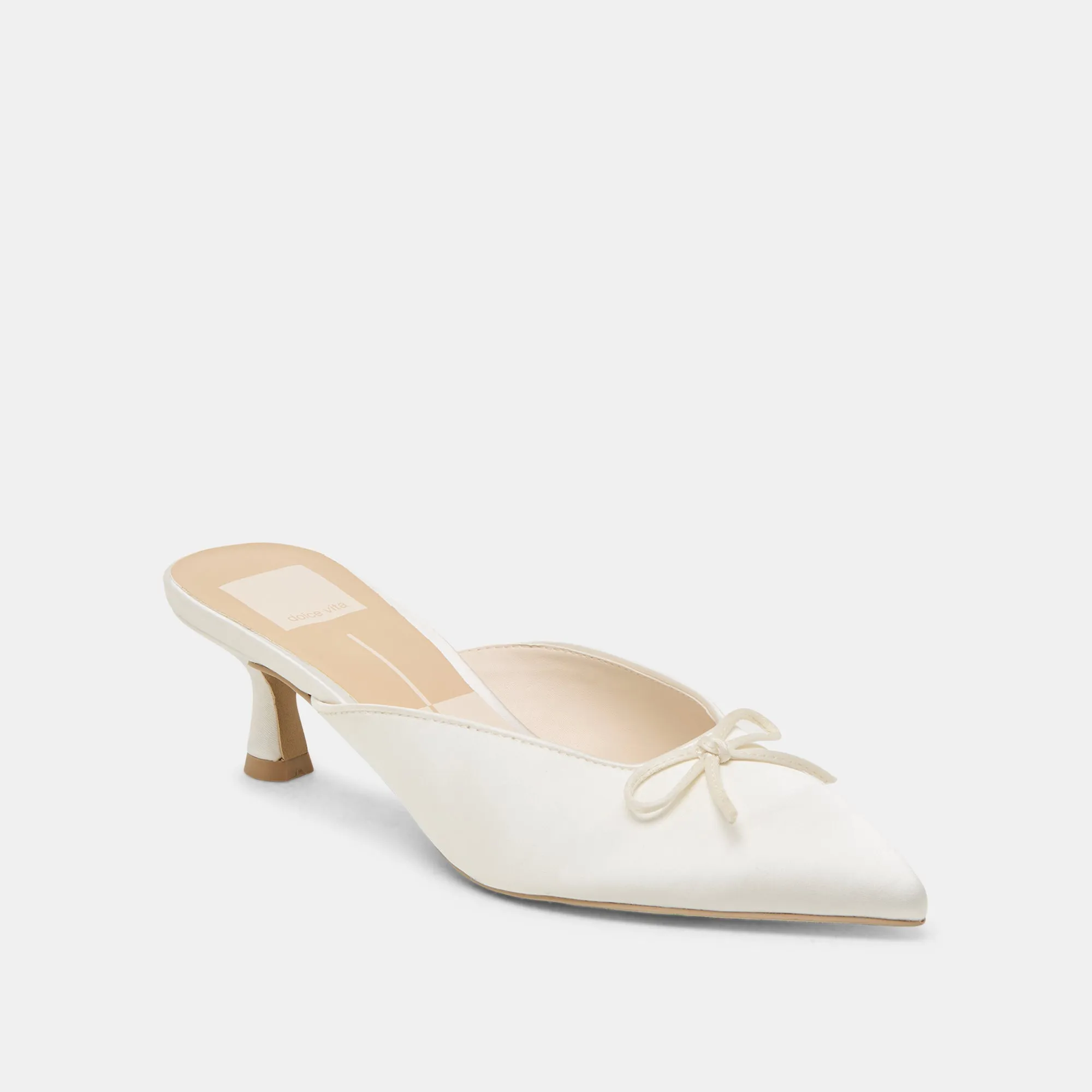 Retro Sandals Square Toe CLEO HEELS OFF WHITE SATIN