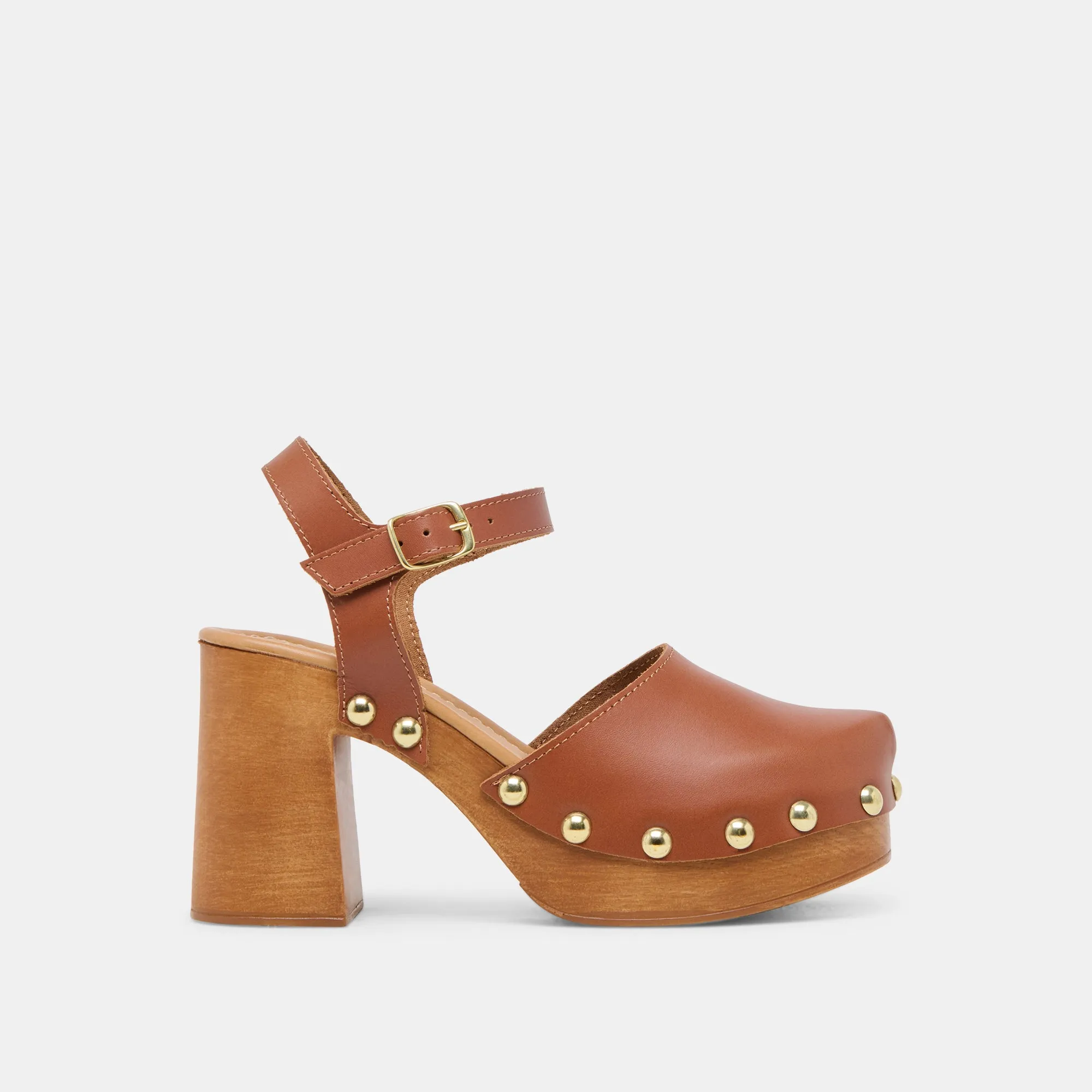 CLOVER HEELS COGNAC LEATHER Chic White Stilettos