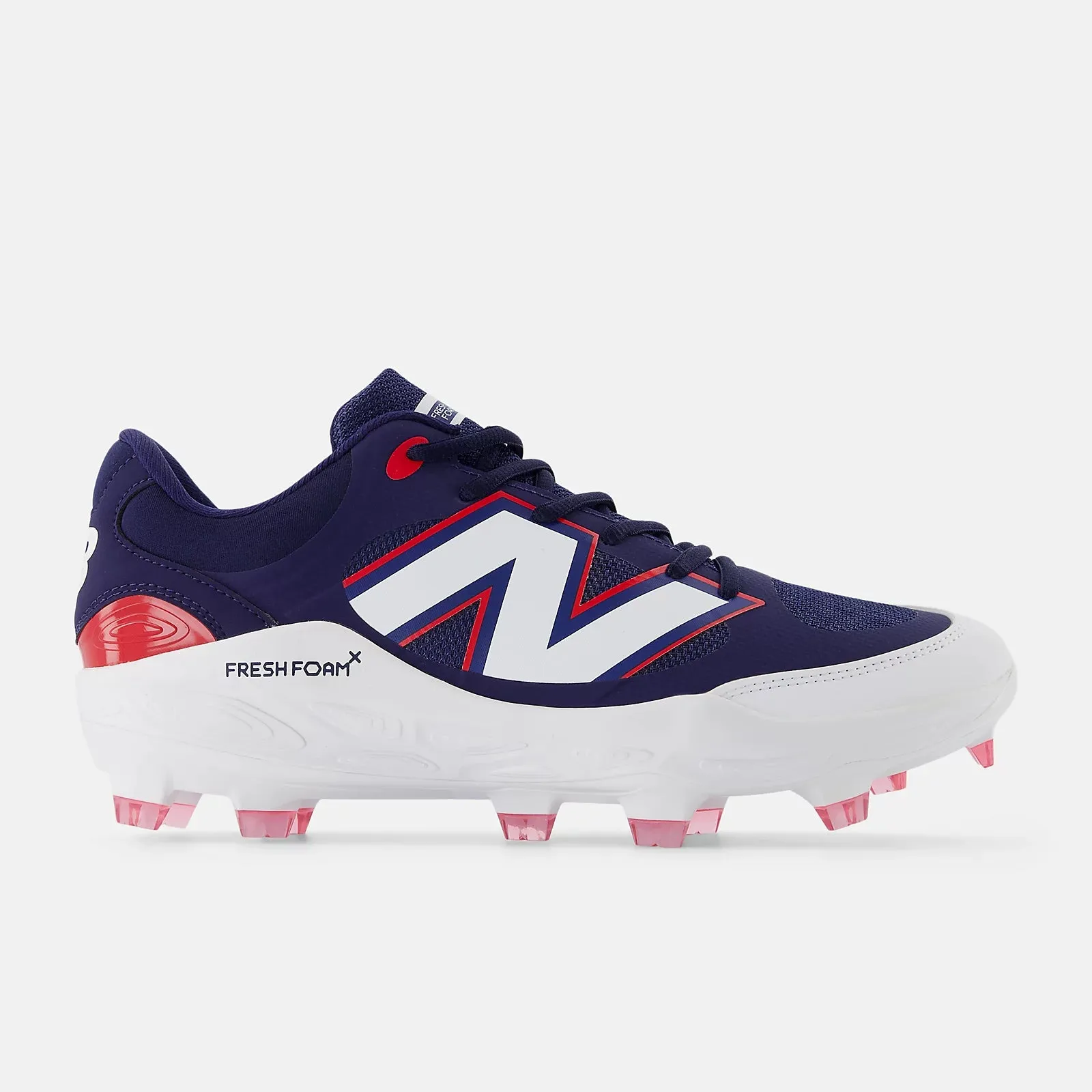 New Balance Men's Fresh Foam 3000 v7 Molded Baseball Cleats - Navy/White/Red - PL3000H7 Western Pattern