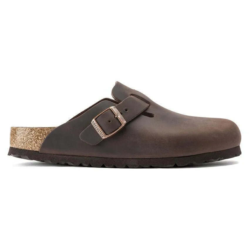 Smooth Sole Birkenstock Men's Boston Habana Oiled Leather Habana (Men's Oversizes Available)