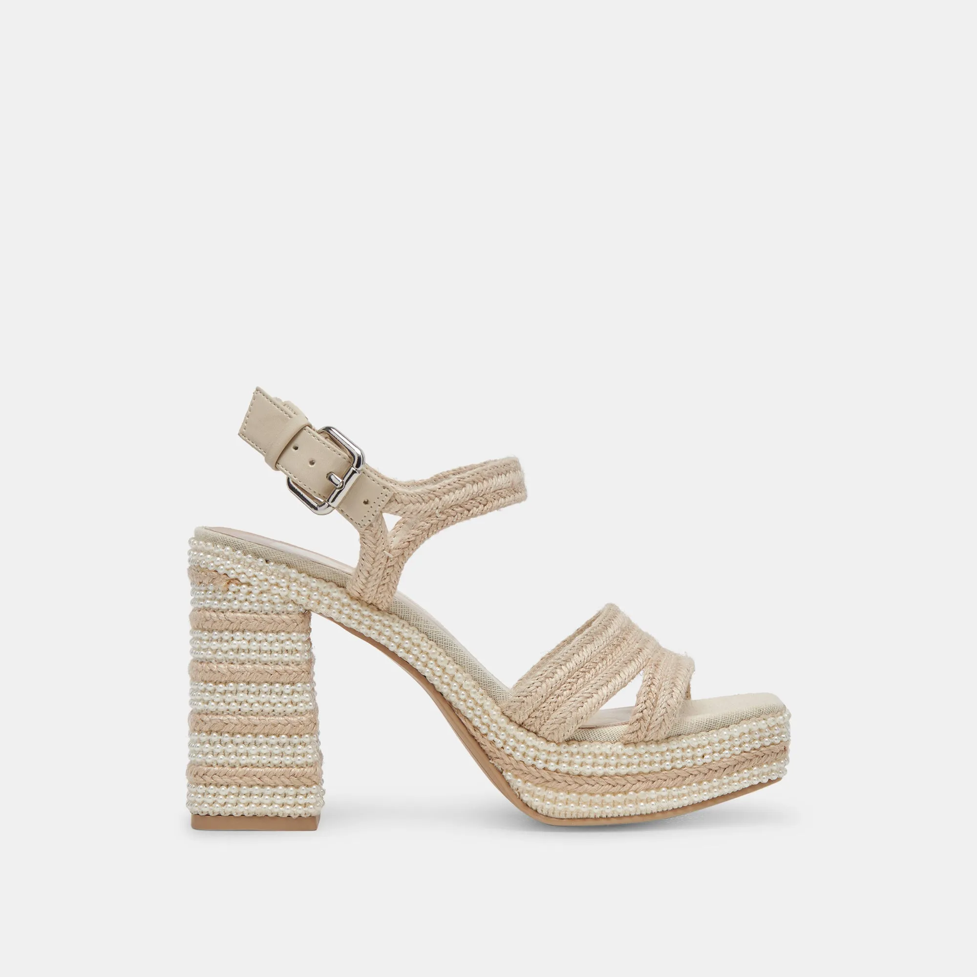 ANIRA PEARL HEELS IVORY PEARLS Buckled Cute Party Heels