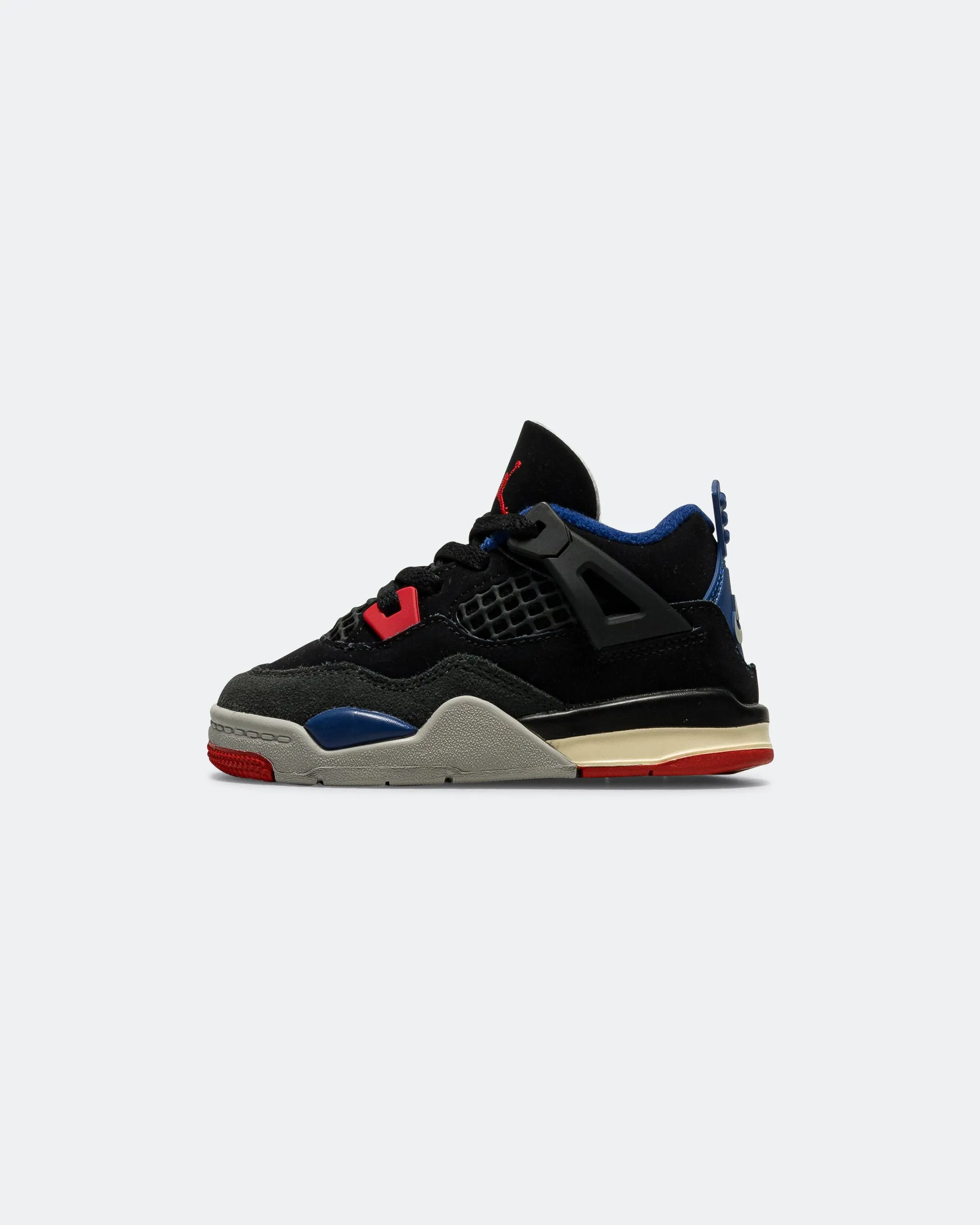 Lace   Up Closure Air Jordan 4 Retro (TD) - Black/Fire Red-Deep Royal Bue