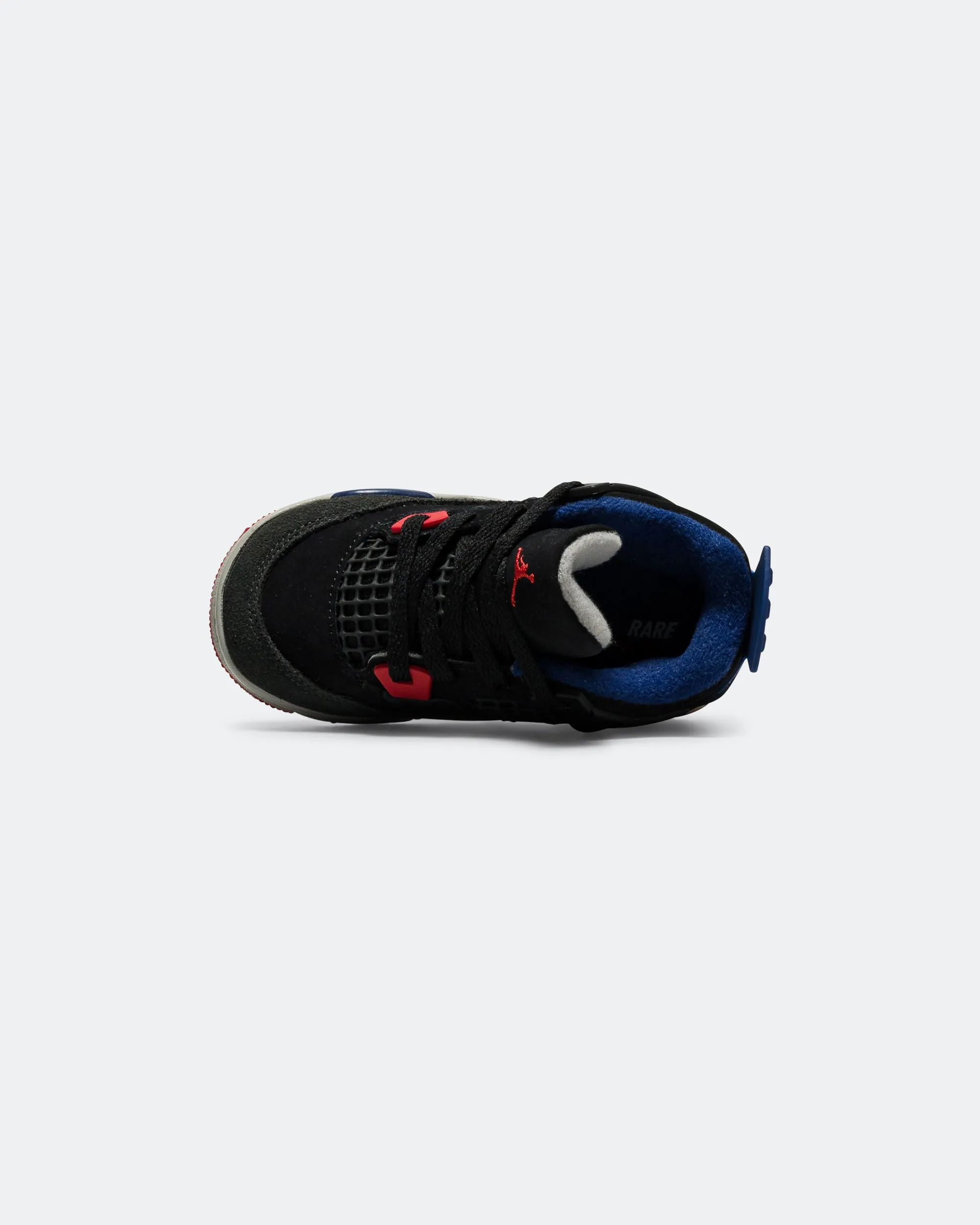 Air Jordan 4 Retro (TD) - Black/Fire Red-Deep Royal Bue AllPurpose Reinforced Stitch Bonding