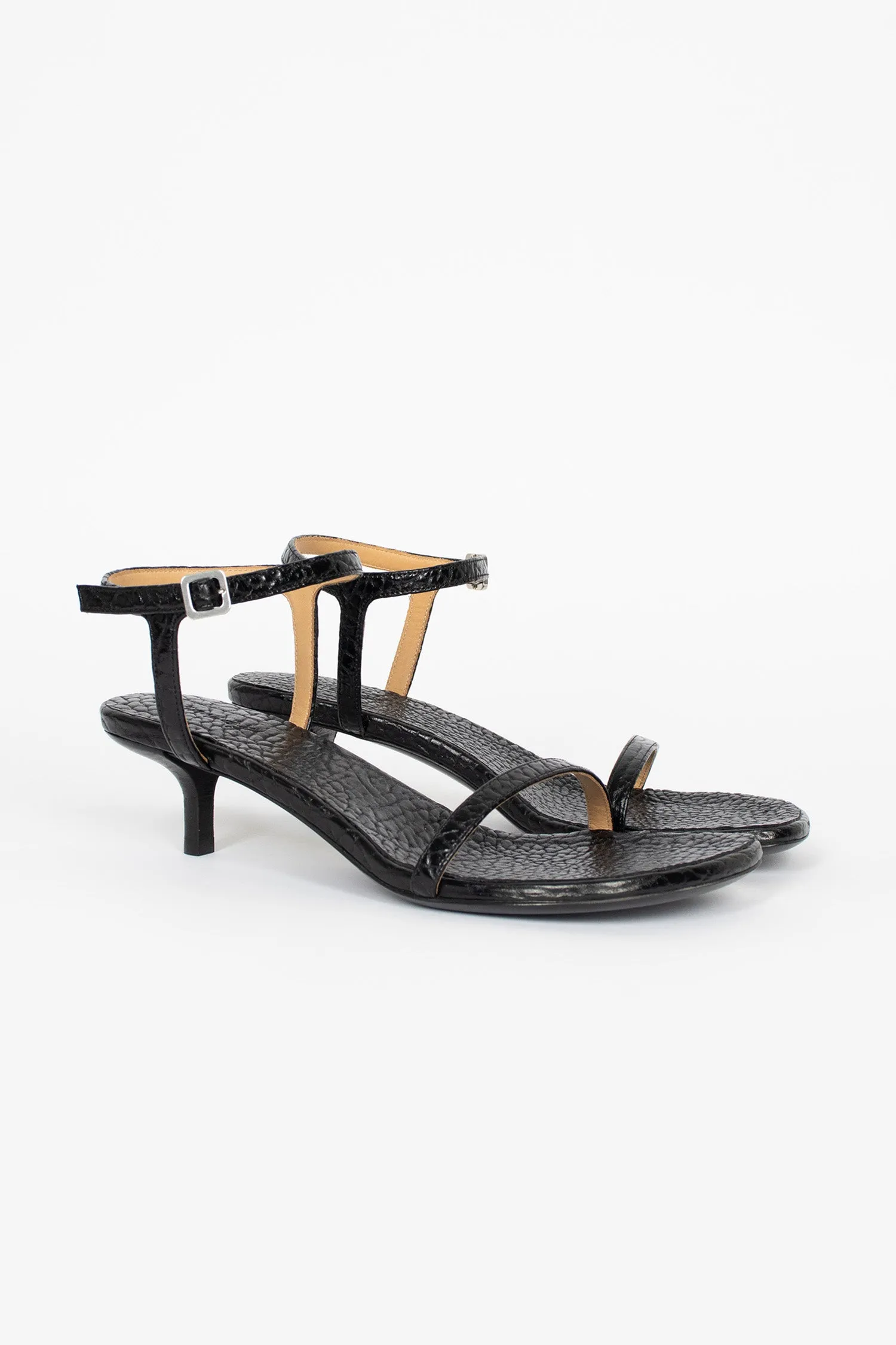 Track Step Stretch Material Sottiletta Heeled Sandal Black