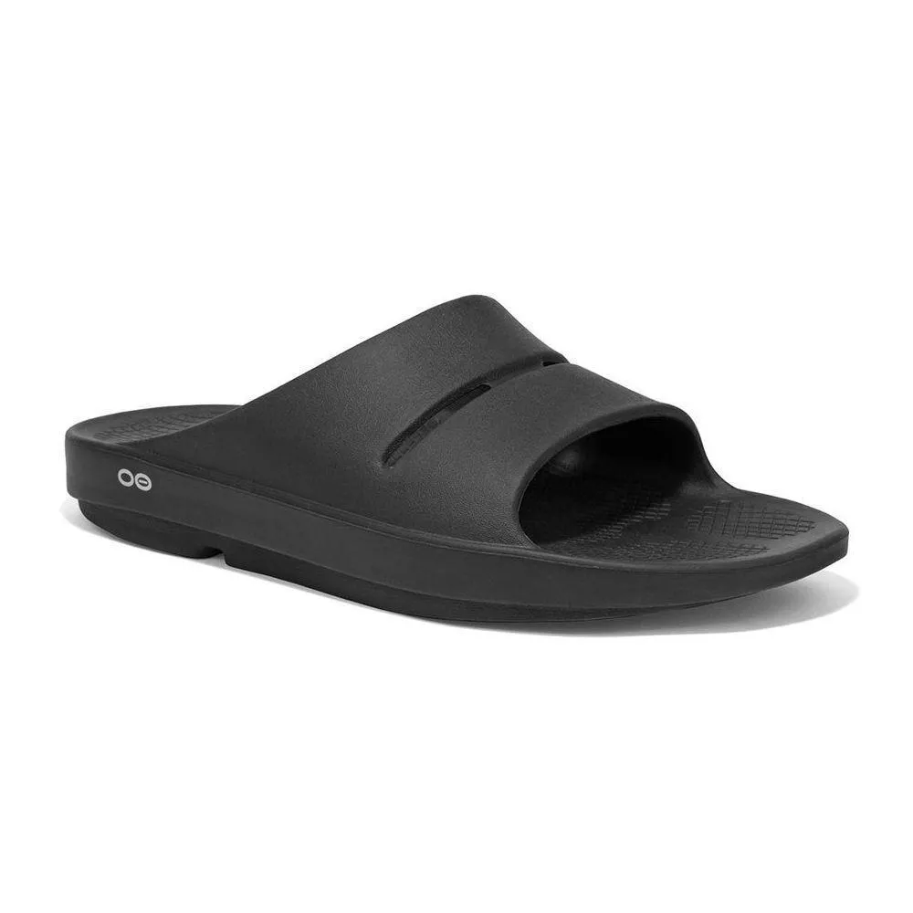 OOFOS Men's OOahh Black Rubber Slide Relaxed Footwear for Summer Stylish Beach Footwear