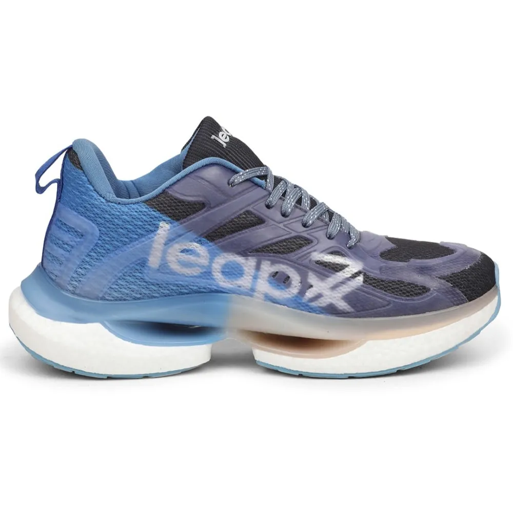Leap7x Black Sports Lacing Running Shoes For Men RWM-01 By Liberty steel - reinforced shoes running shoes for outdoor adventurers