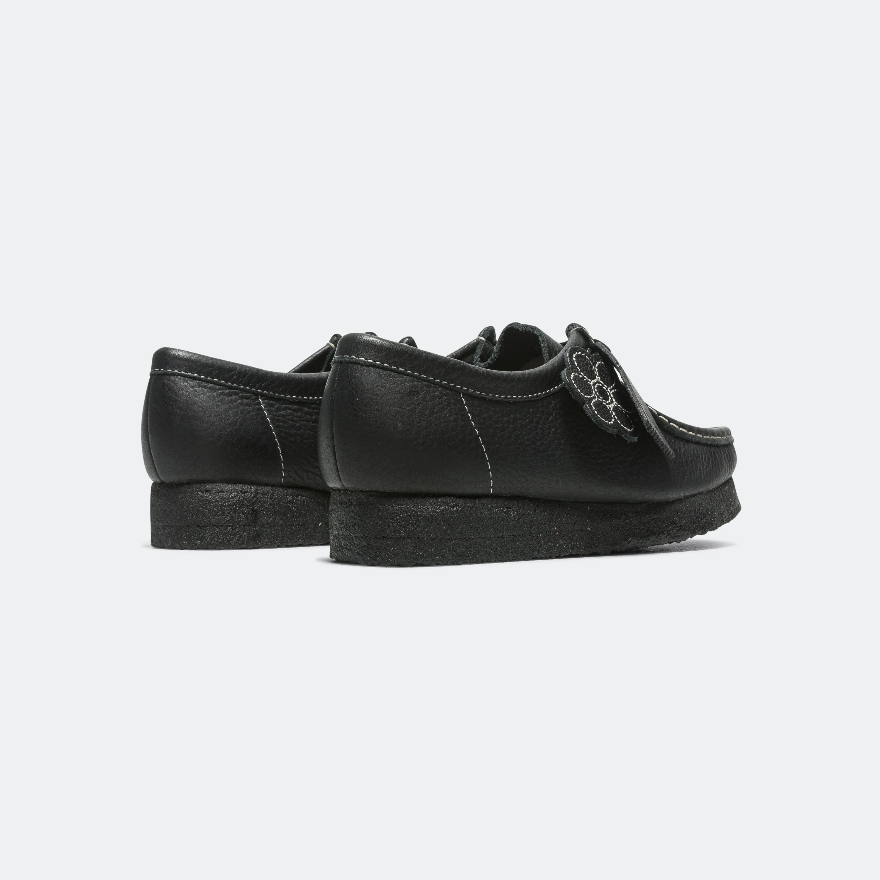Womens Wallabee - Black Tumbled Leather Recycled fabric