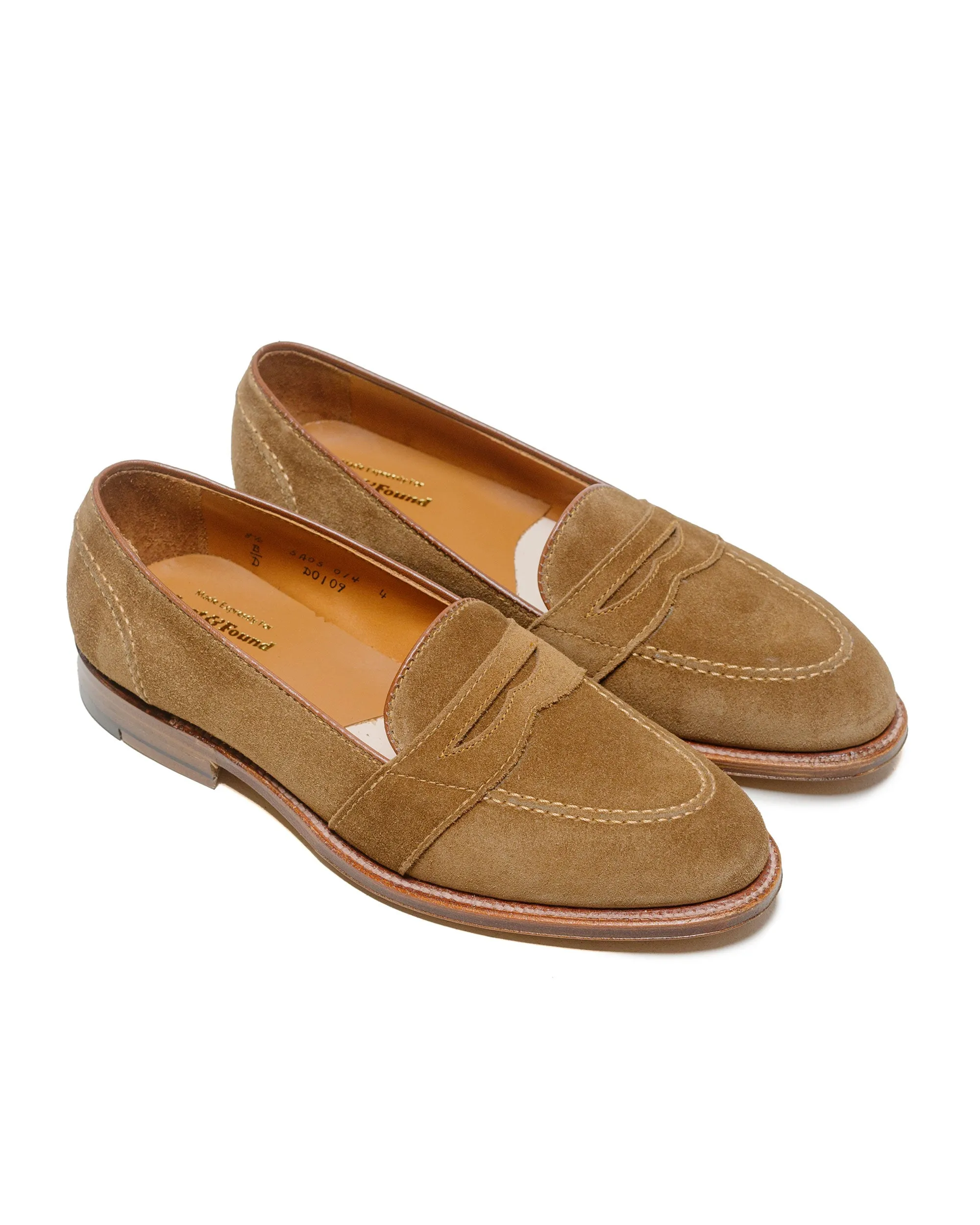 Good elasticity walking shoes Alden Full Strap Loafer Snuff Suede D0109