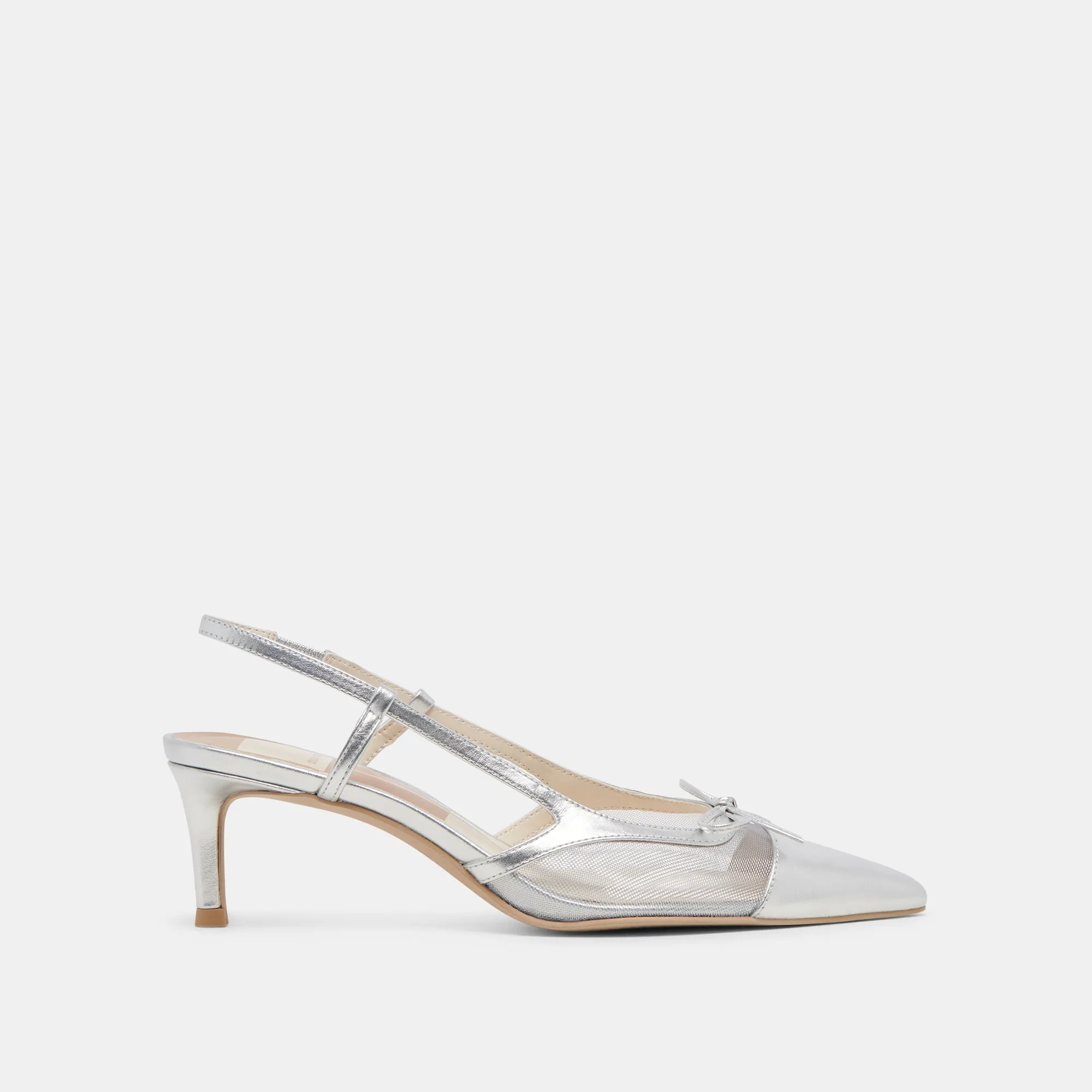 KANDI HEELS SILVER MESH Metal hardware Buckled
