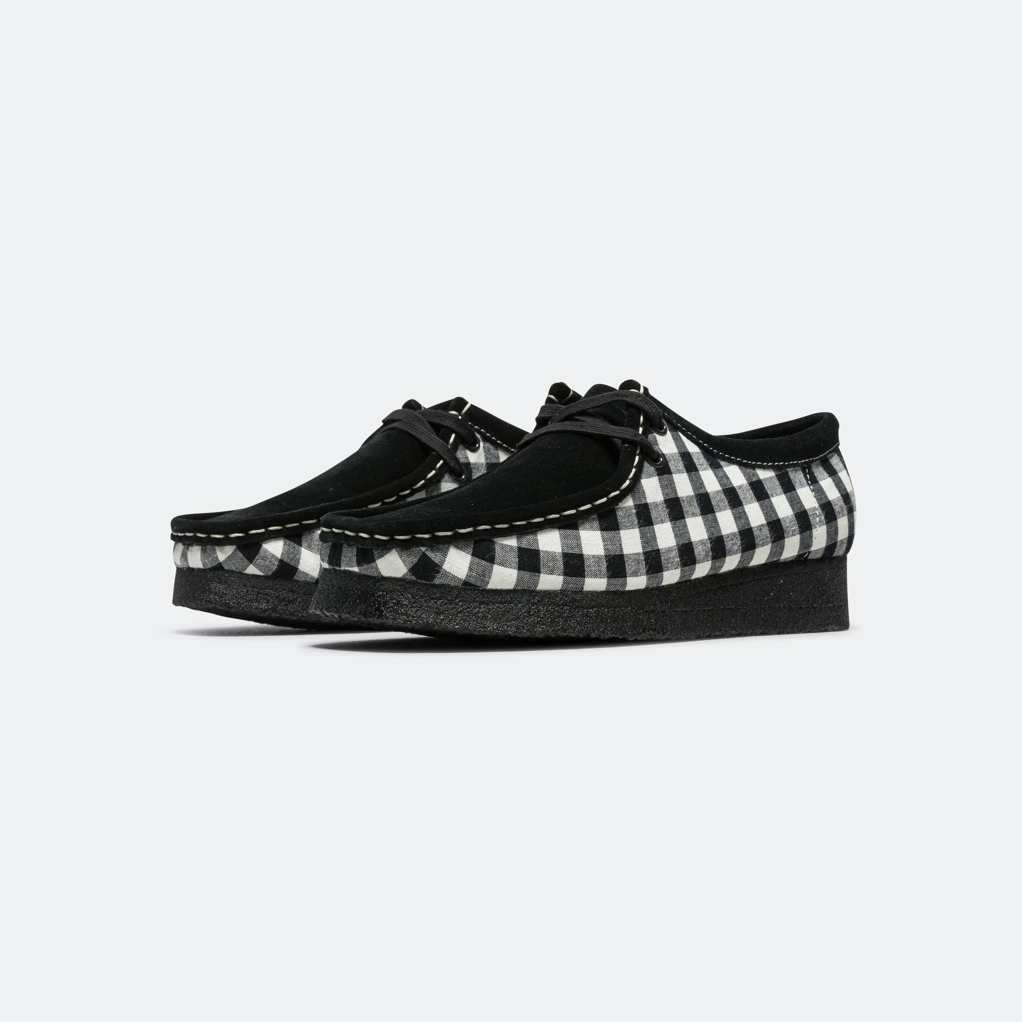 Tailored ease Cushioned Womens Wallabee - Black/White Gingham