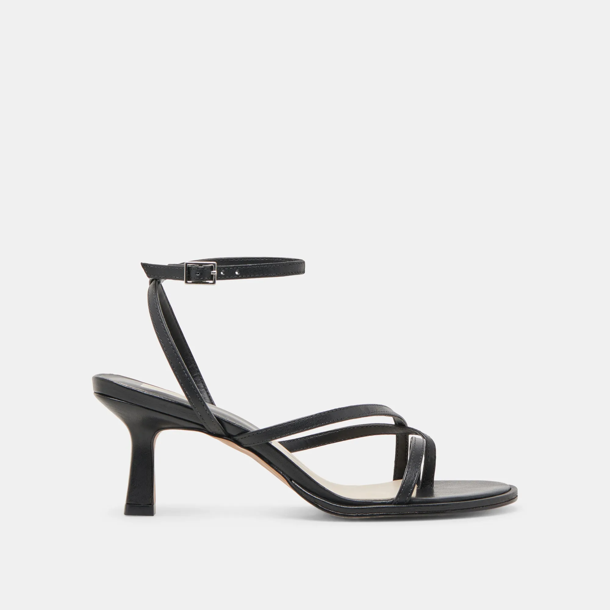 Sleek Heeled Sandals Chic Pumps MORAH WIDE HEELS BLACK LEATHER