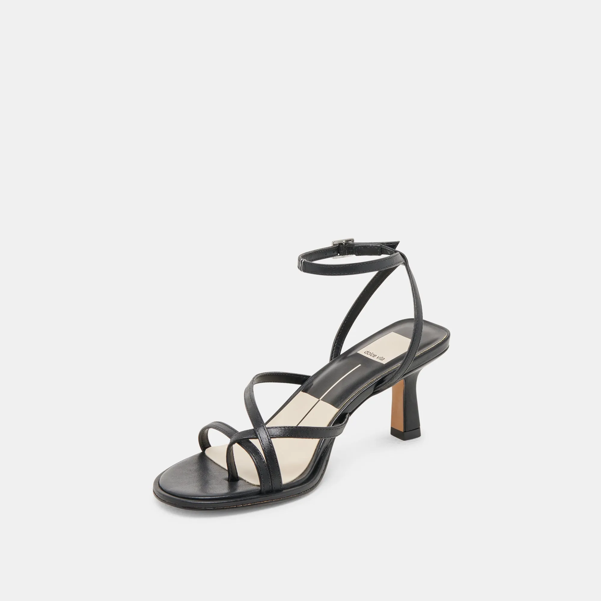 Fashionable Shoes Low Heel MORAH WIDE HEELS BLACK LEATHER