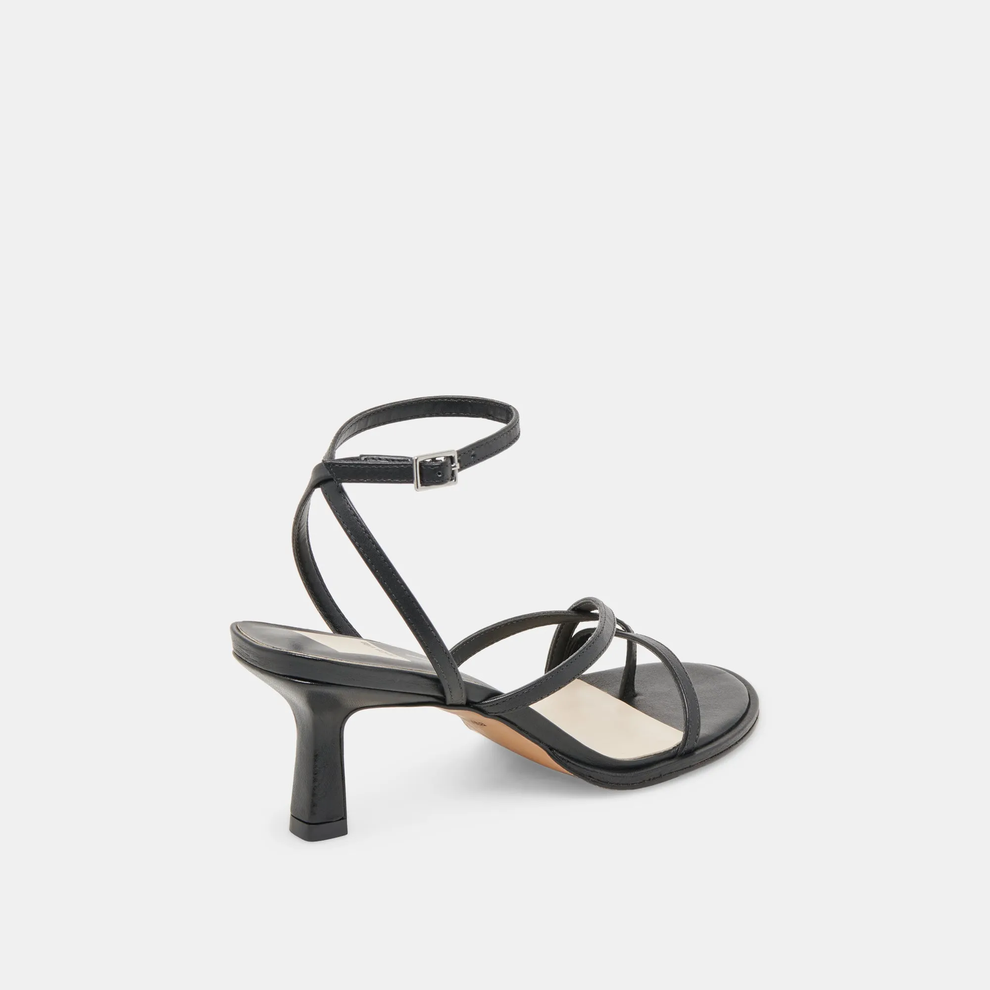 MORAH WIDE HEELS BLACK LEATHER Comfy Bridal Heels