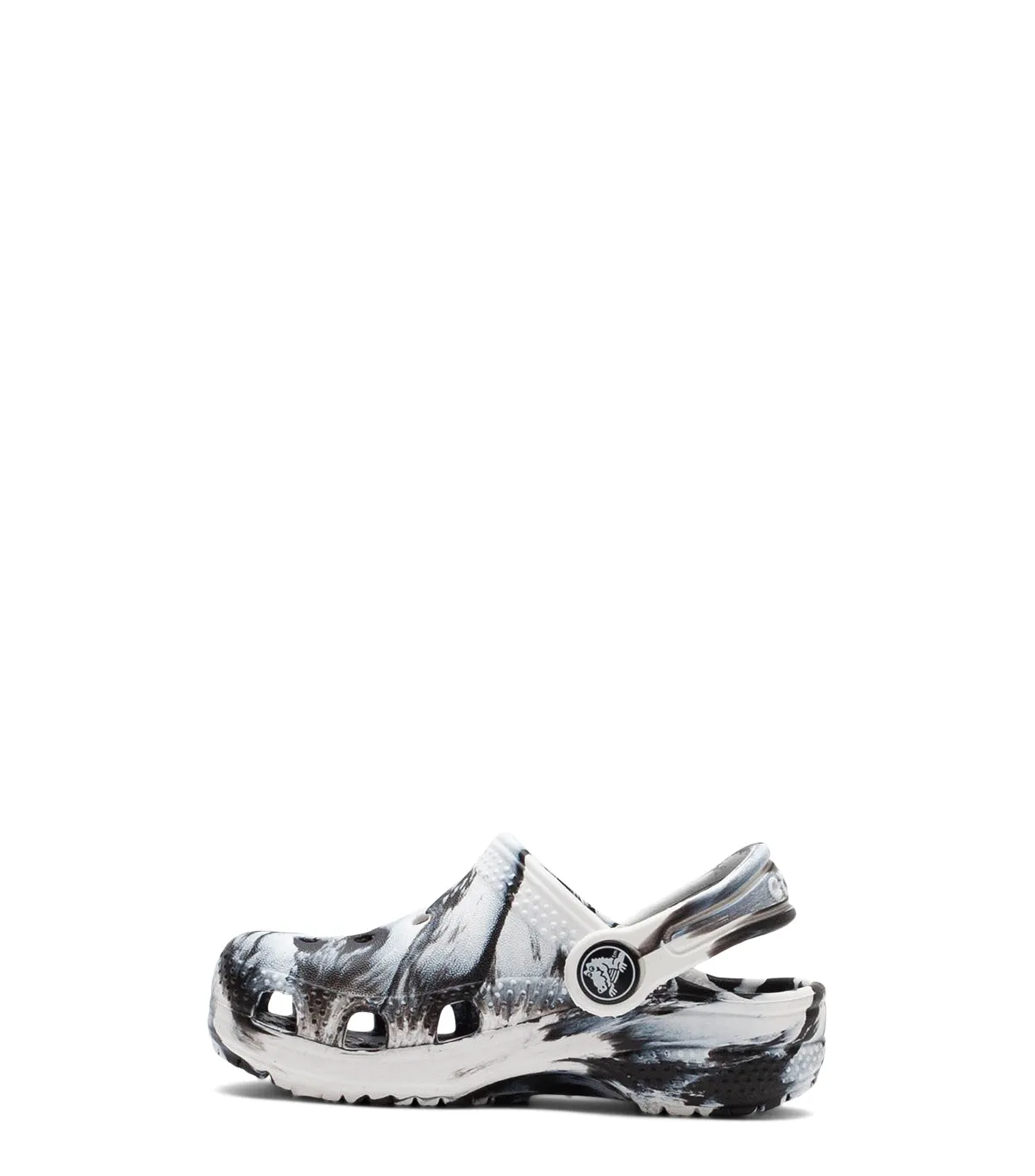 Crocs Classic Marbled Clog Kid's Black White heel - cup - level